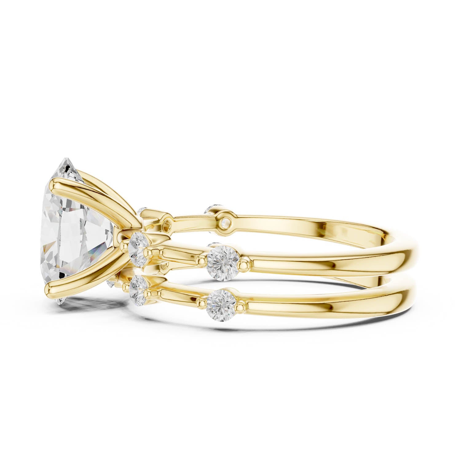 2.78 Ct. Oval Diamond Ring with Double Band and Round Diamond Side Stones (DDLR-441) 5