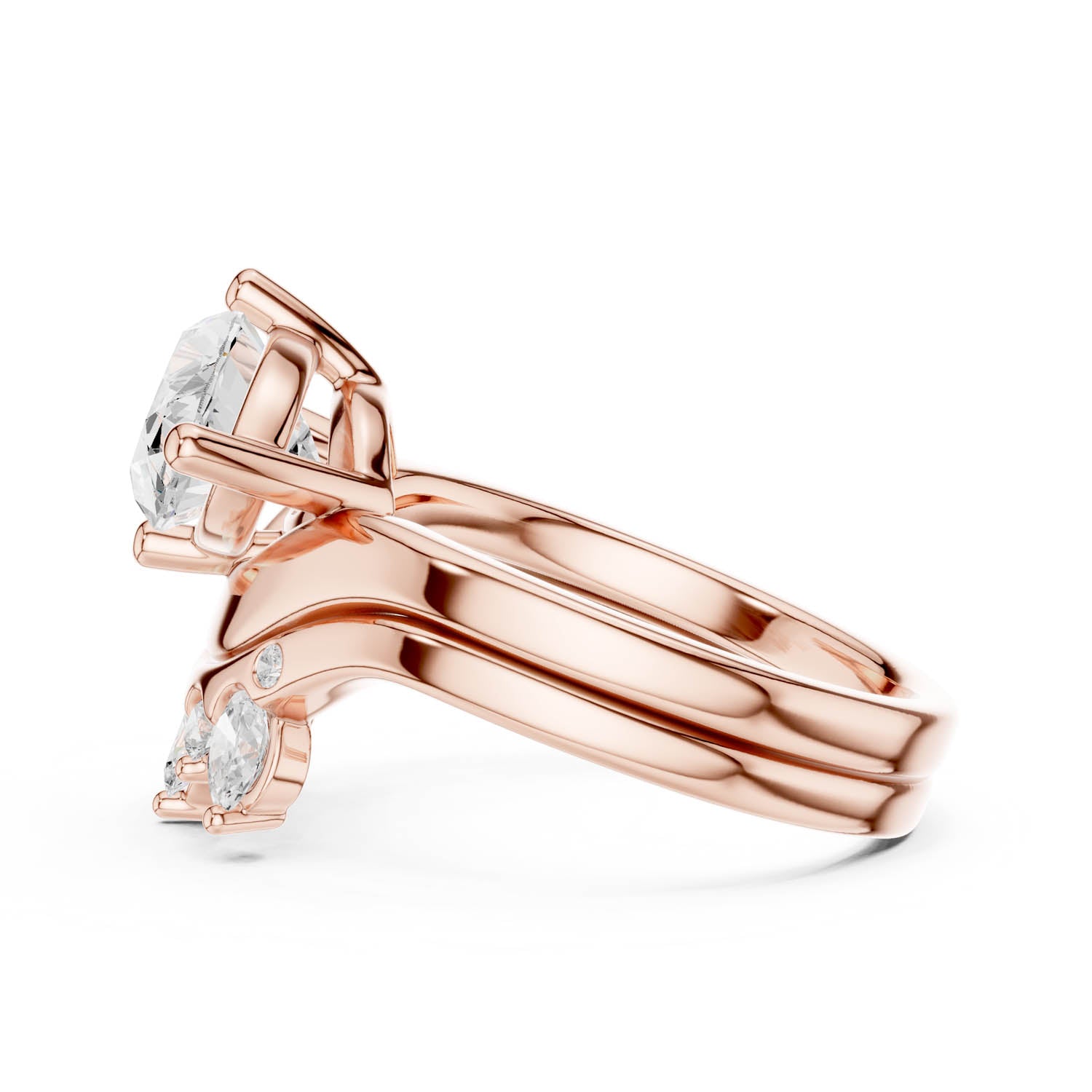 2.64 Ct. Marquise Diamond Ring Set with Curved Diamond Enhancer Band (DDLR-444) 3