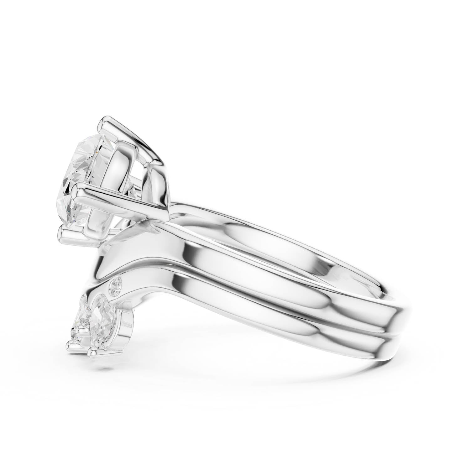 2.64 Ct. Marquise Diamond Ring Set with Curved Diamond Enhancer Band (DDLR-444) 8