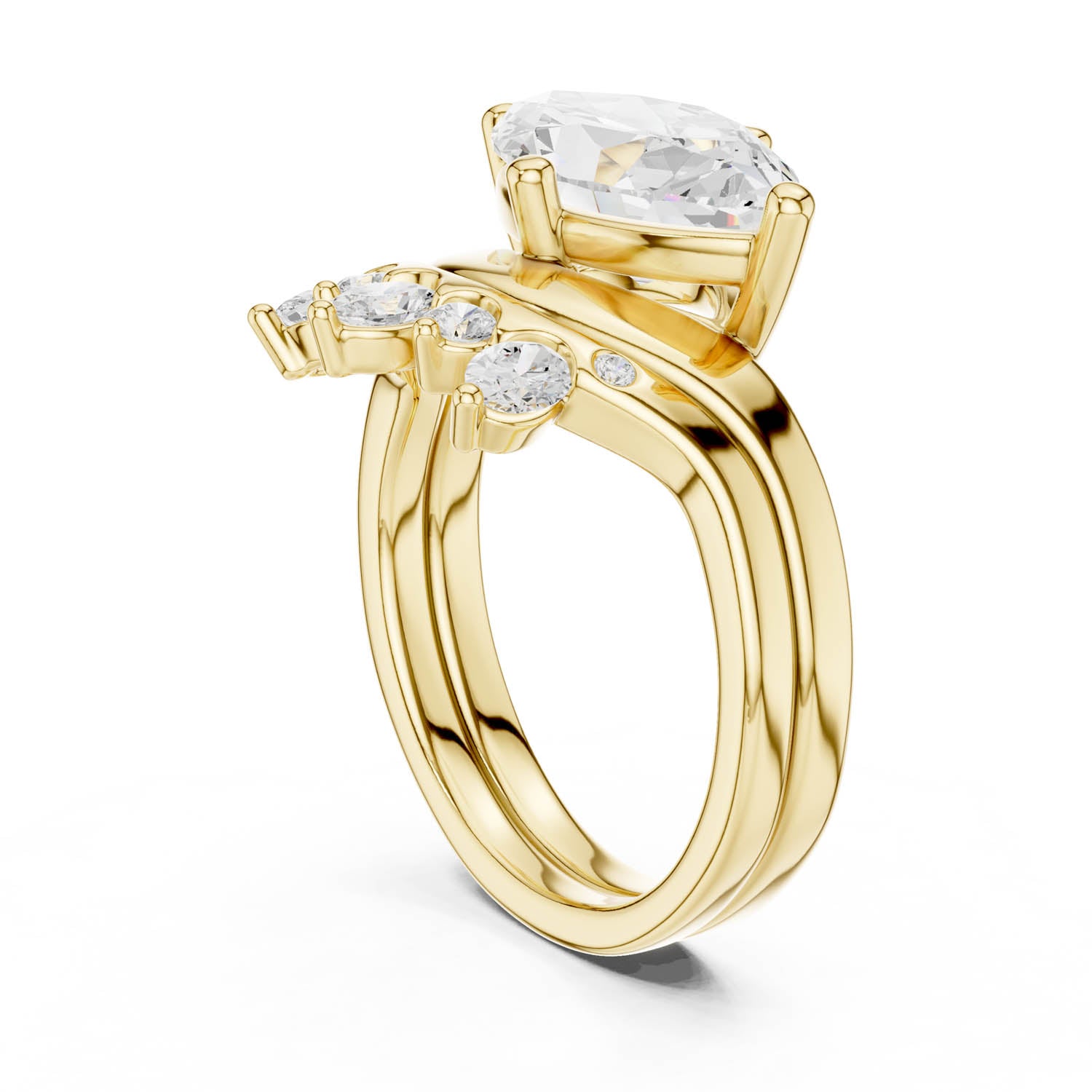 2.64 Ct. Marquise Diamond Ring Set with Curved Diamond Enhancer Band (DDLR-444) 9