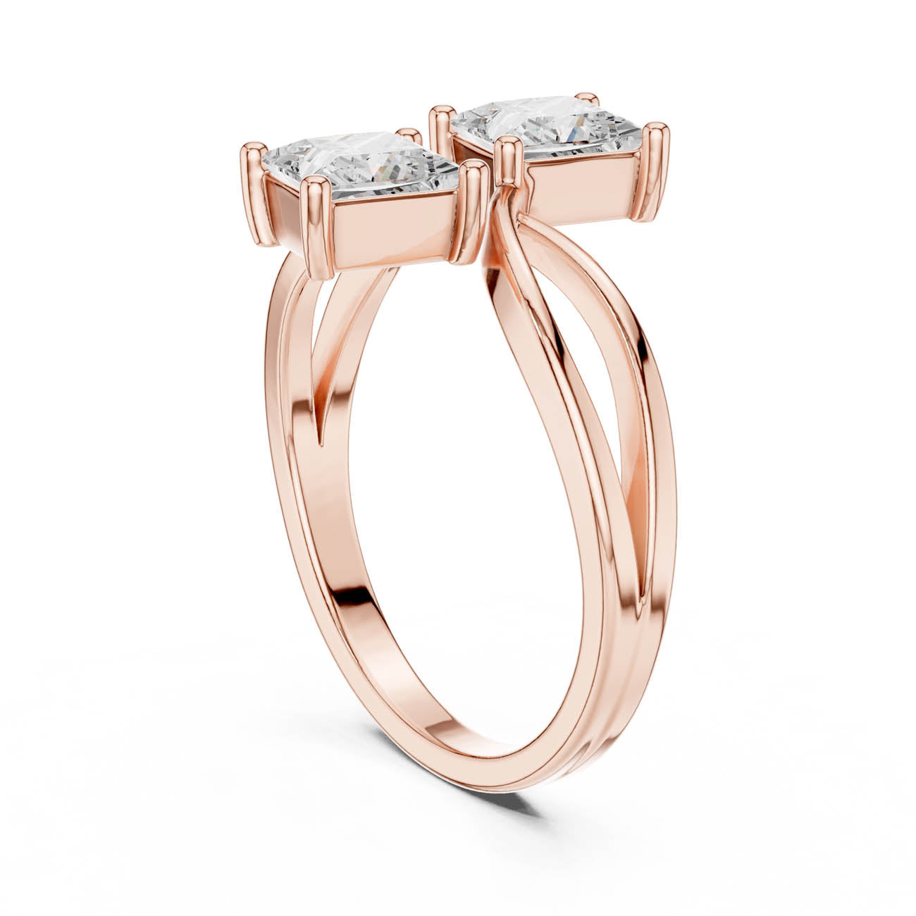 1.28 Ct. Two-Stone Princess Cut Diamond Bypass Ring (DDLR-470) 9