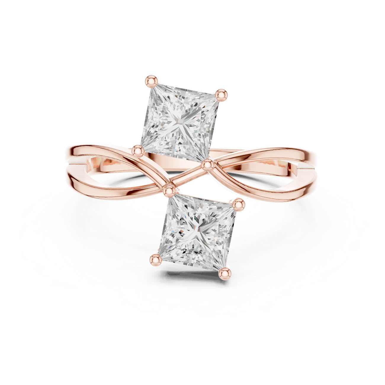 1.28 Ct. Two-Stone Princess Cut Diamond Bypass Ring (DDLR-470) 7