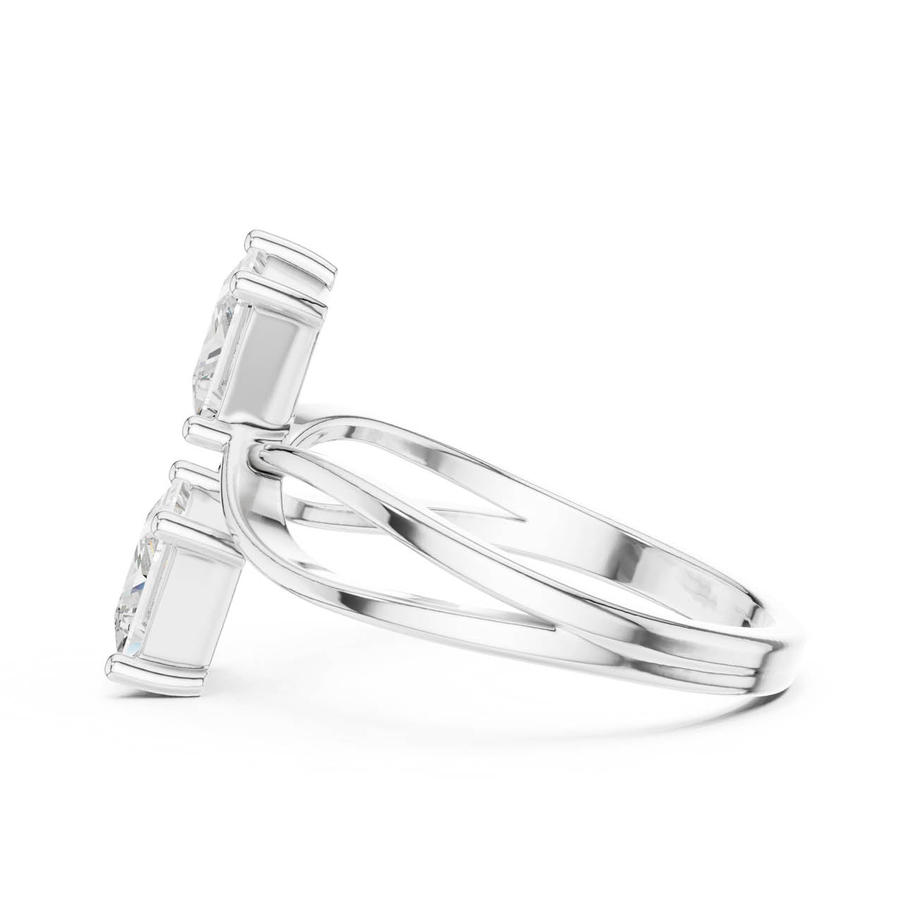 1.28 Ct. Two-Stone Princess Cut Diamond Bypass Ring (DDLR-470) 12