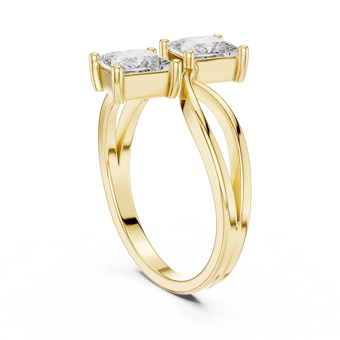 1.28 Ct. Two-Stone Princess Cut Diamond Bypass Ring (DDLR-470) 3