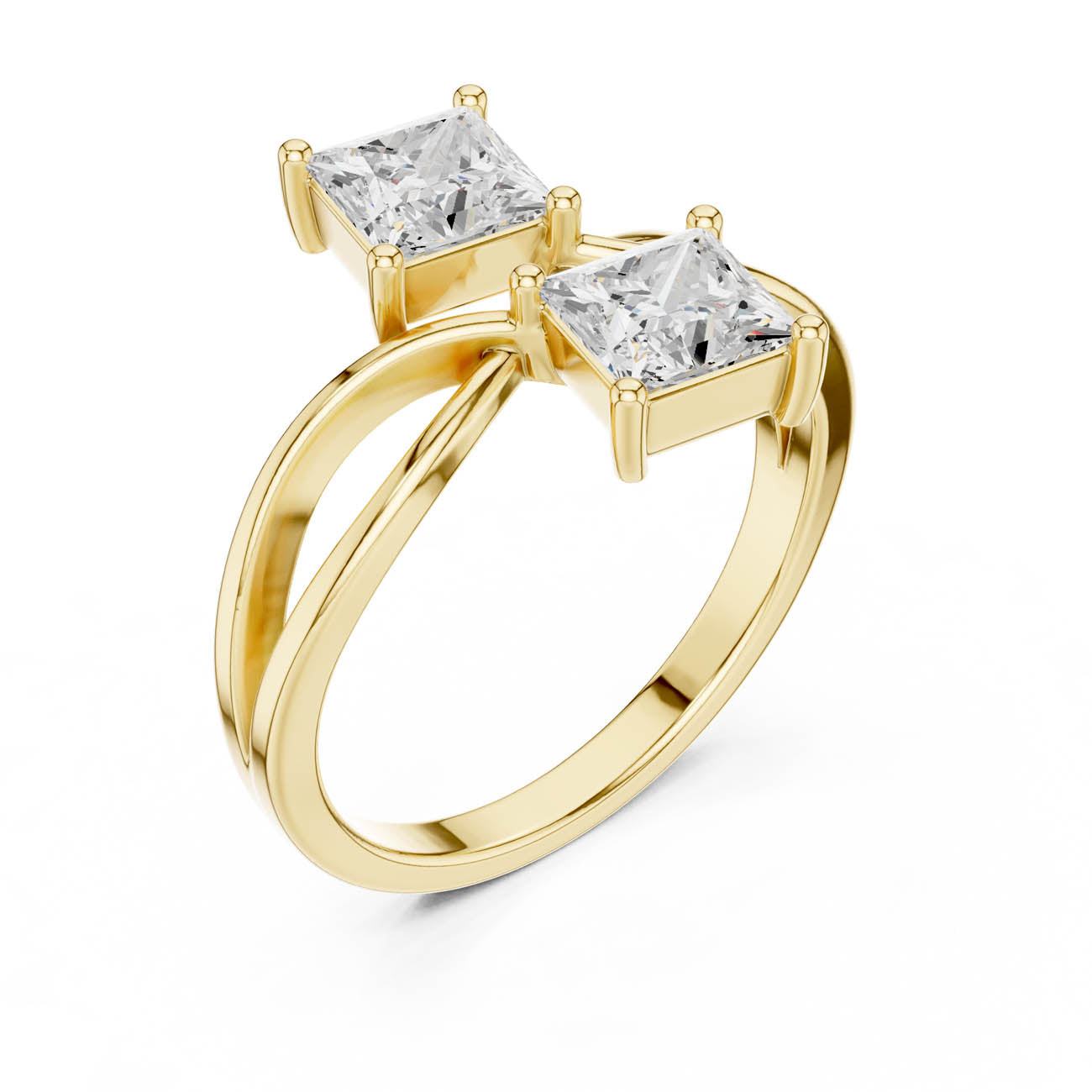 1.28 Ct. Two-Stone Princess Cut Diamond Bypass Ring (DDLR-470)
