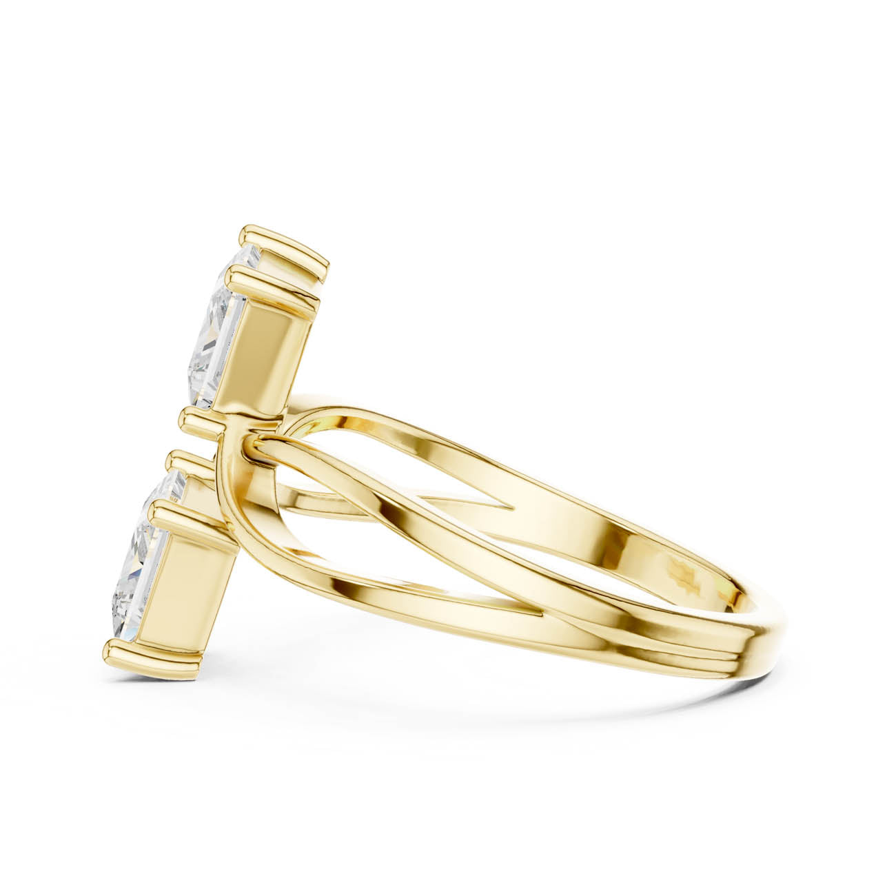 1.28 Ct. Two-Stone Princess Cut Diamond Bypass Ring (DDLR-470) 4