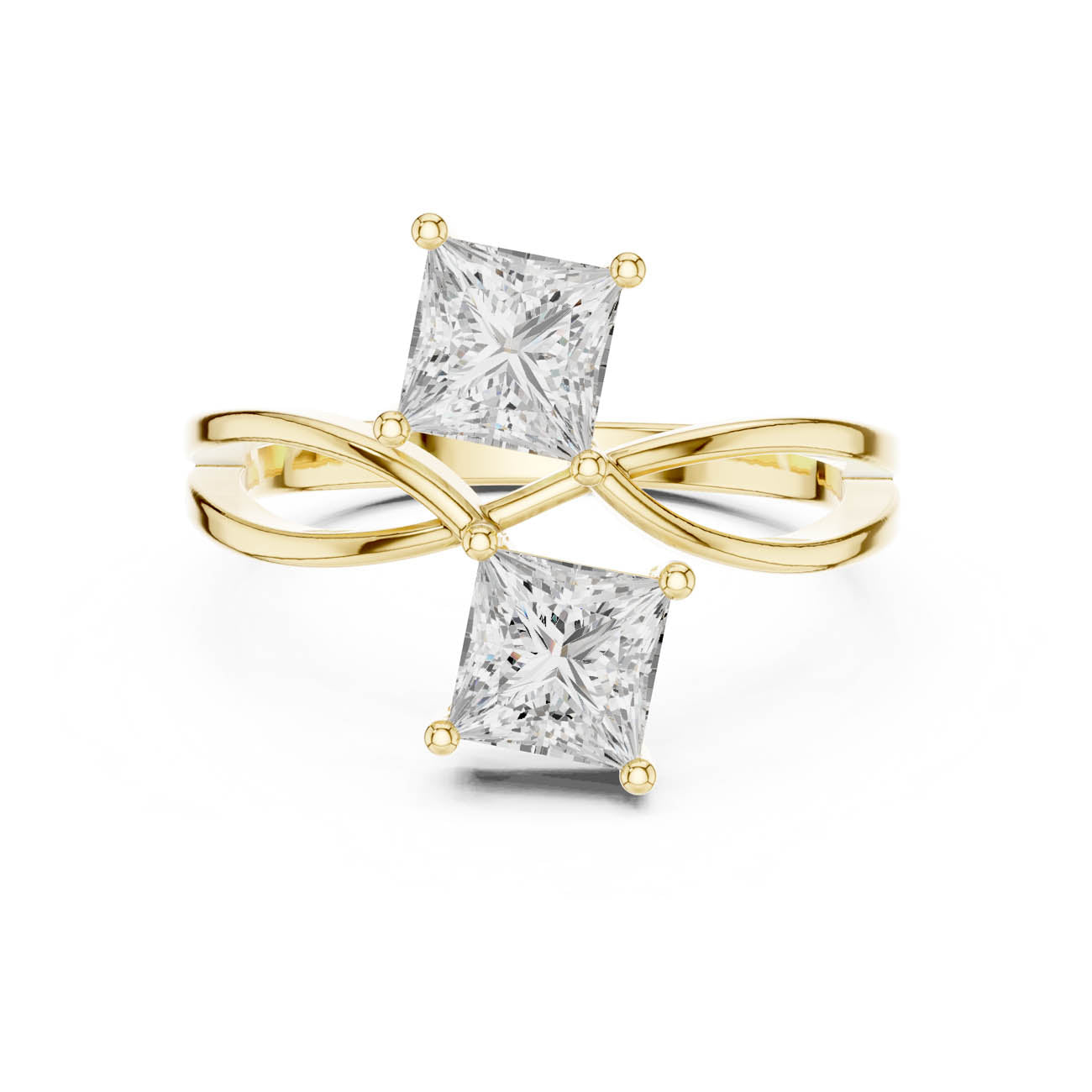 1.28 Ct. Two-Stone Princess Cut Diamond Bypass Ring (DDLR-470)