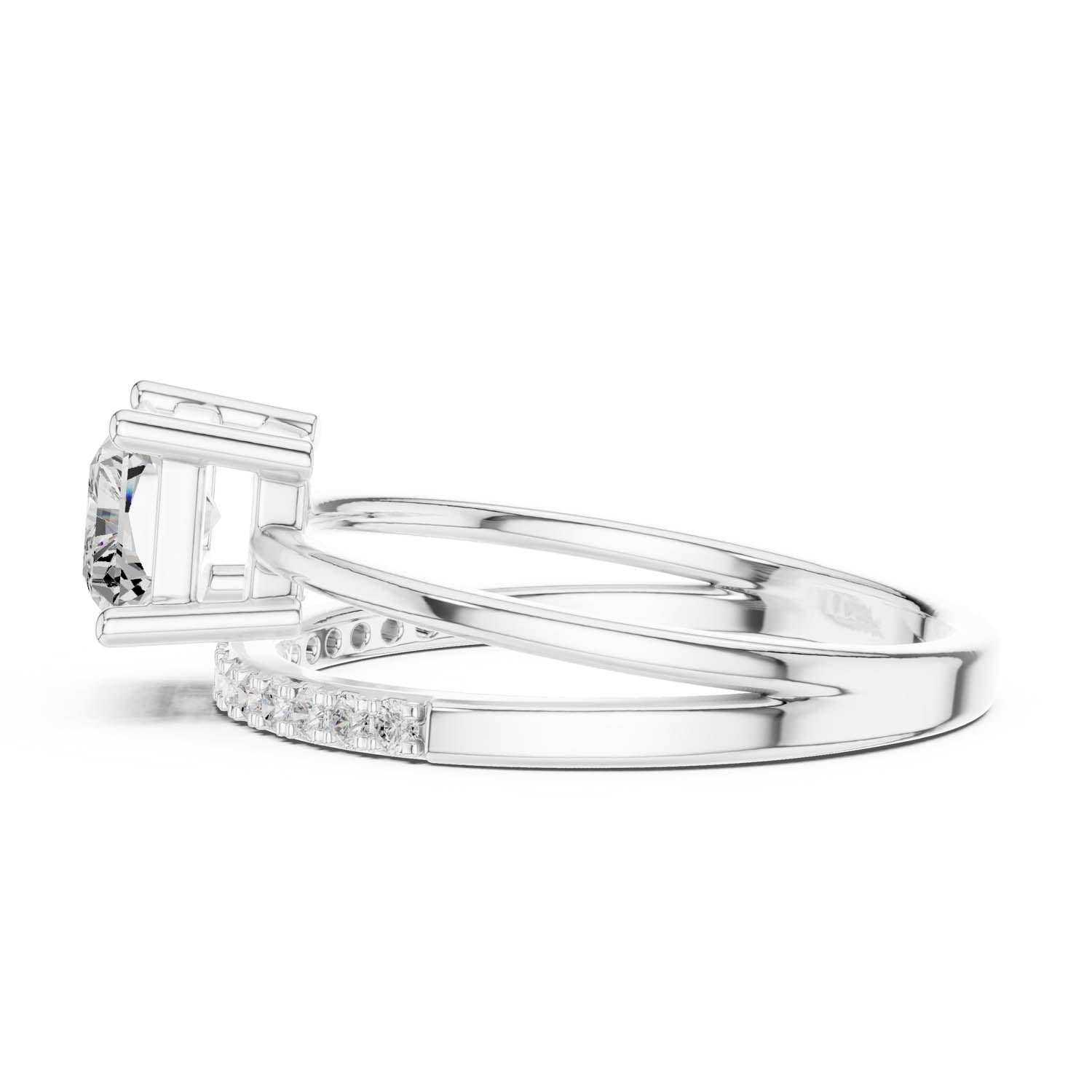 1.37 Ct. Radiant Cut Diamond Ring with Double Band and Pavé Diamond Accents (DDLR-471) 7