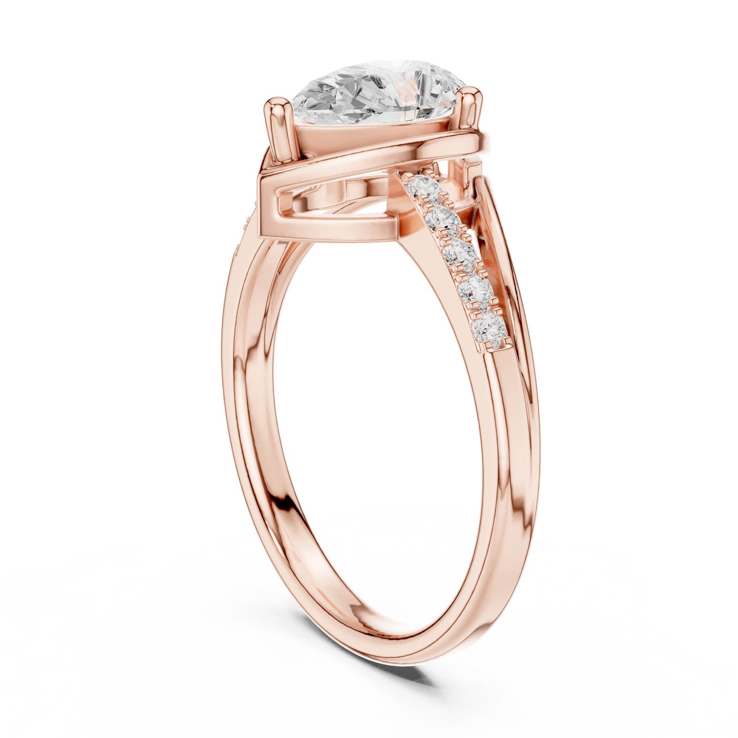 .90 Ct. Classic Pear Diamond Ring with Pavé Split Shank Design (DDLR-473) 12