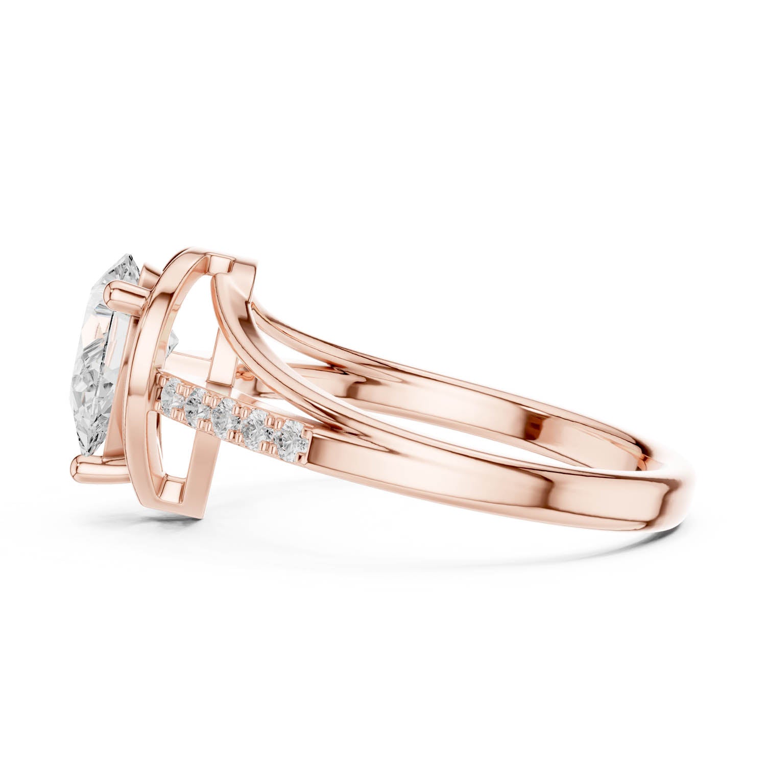 .90 Ct. Classic Pear Diamond Ring with Pavé Split Shank Design (DDLR-473) 3