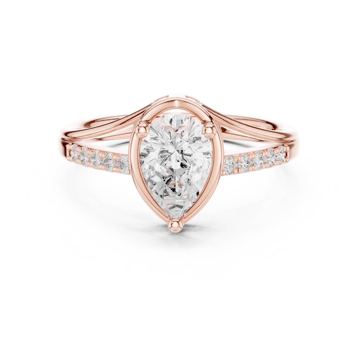 .90 Ct. Classic Pear Diamond Ring with Pavé Split Shank Design (DDLR-473) 9