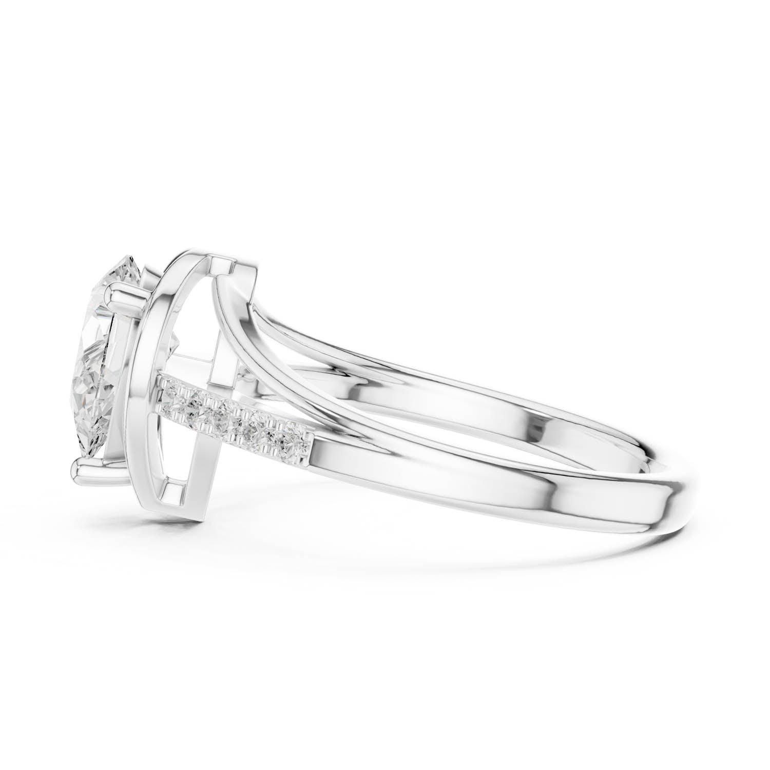 .90 Ct. Classic Pear Diamond Ring with Pavé Split Shank Design (DDLR-473) 7