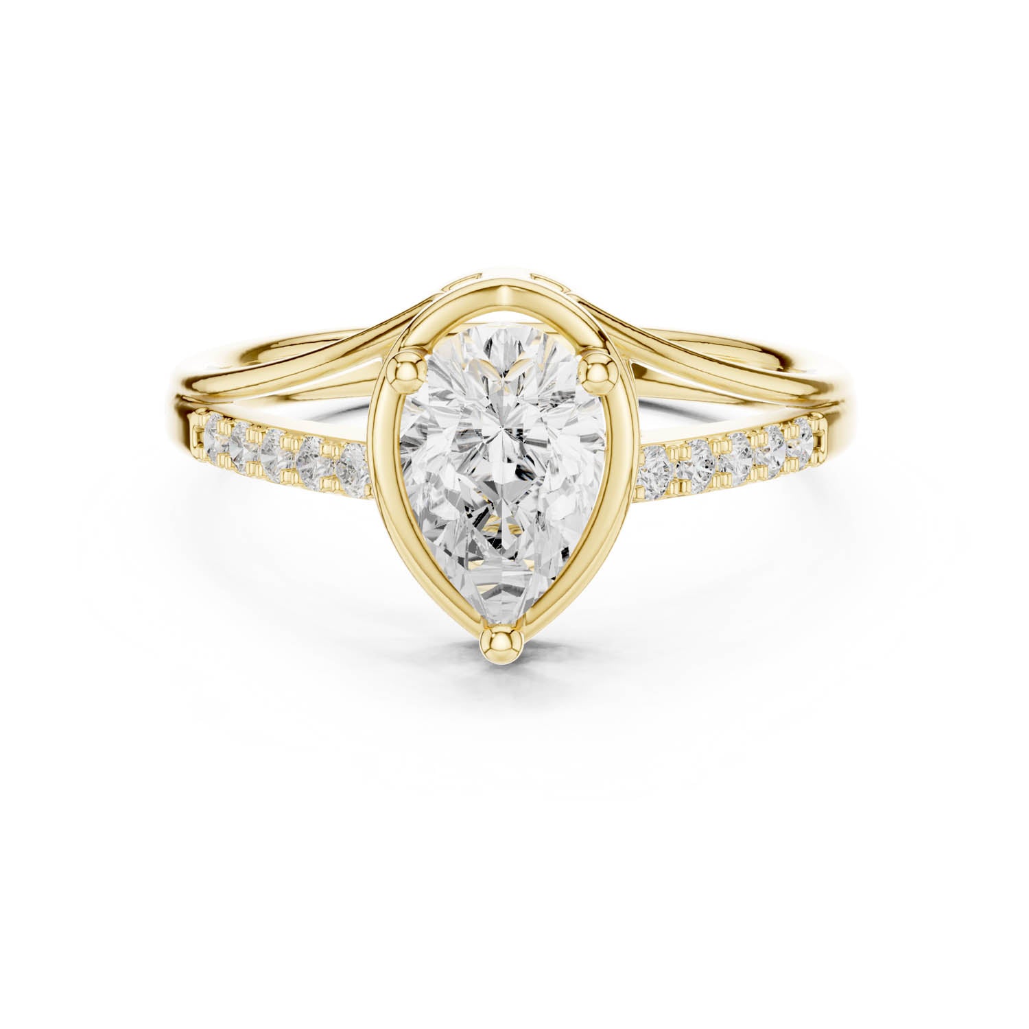 .90 Ct. Classic Pear Diamond Ring with Pavé Split Shank Design (DDLR-473) 11