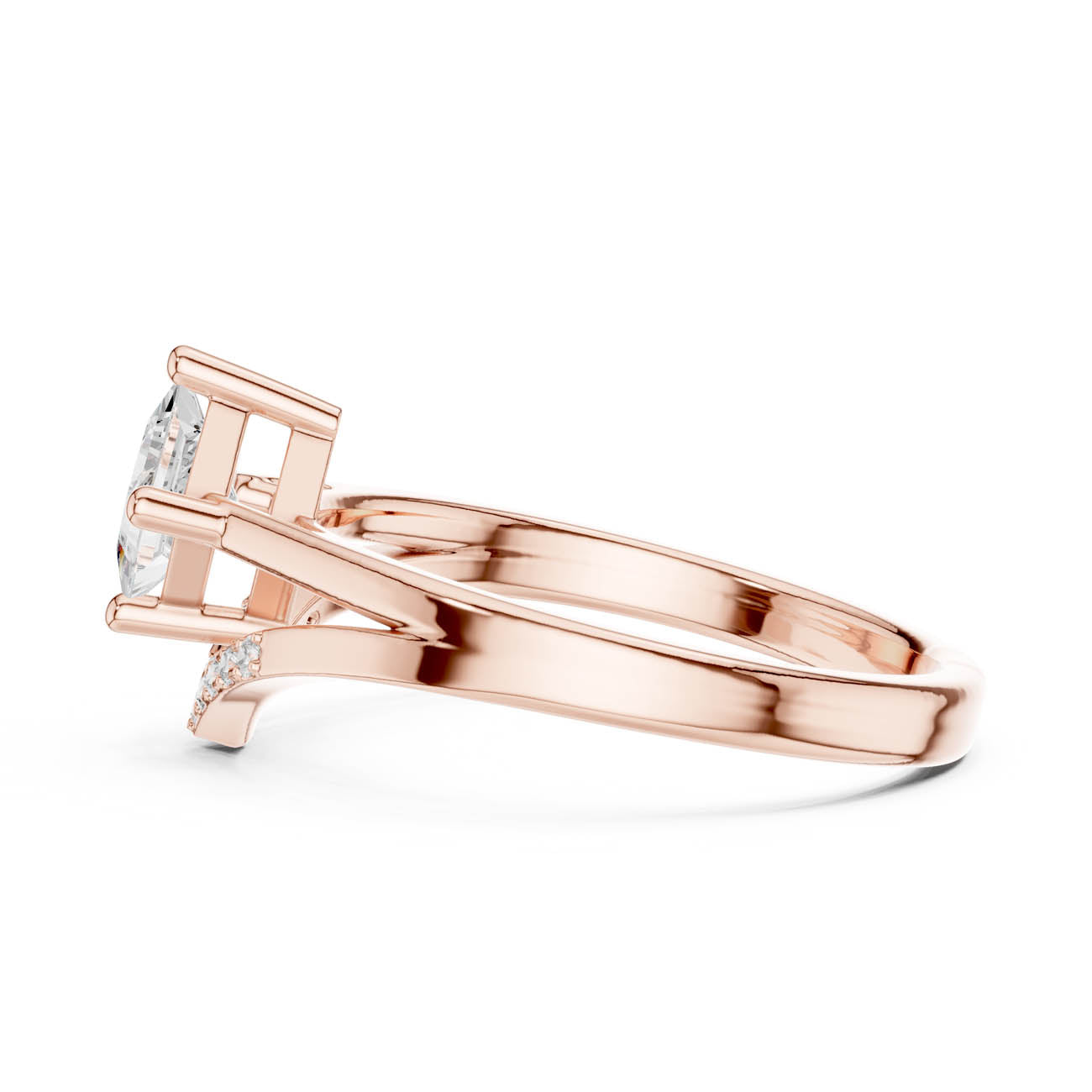 .62 Ct. Kite-Set Princess-Cut Diamond Ring with Chevron Pave Band (DDLR-477) 12