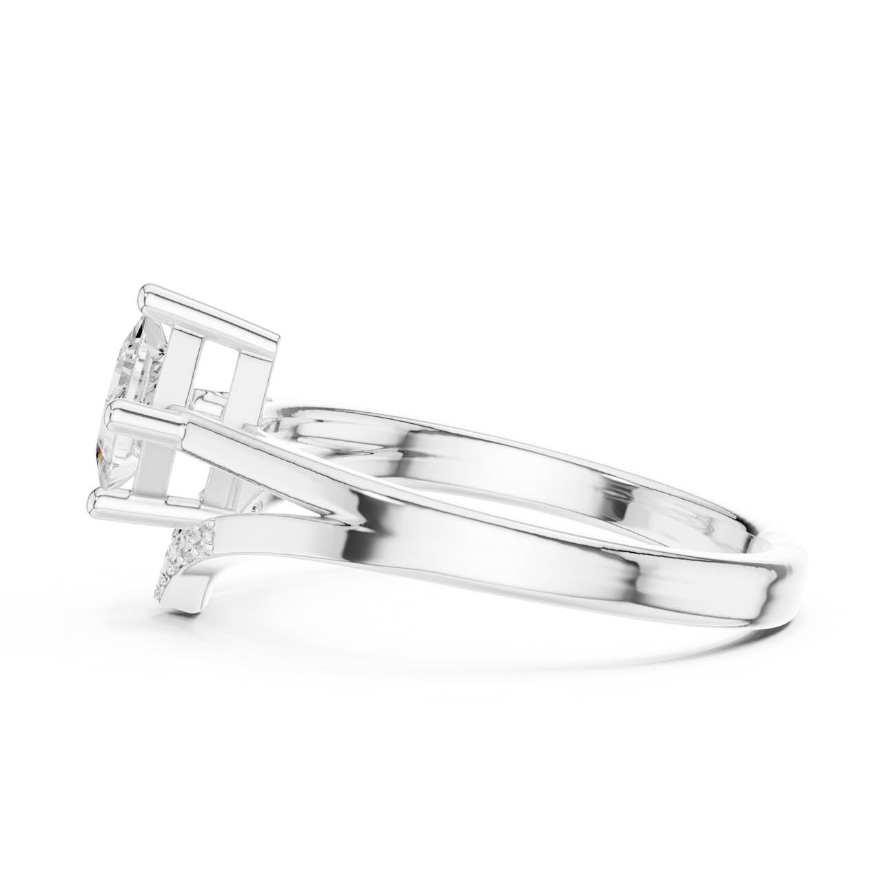 .62 Ct. Kite-Set Princess-Cut Diamond Ring with Chevron Pave Band (DDLR-477) 8