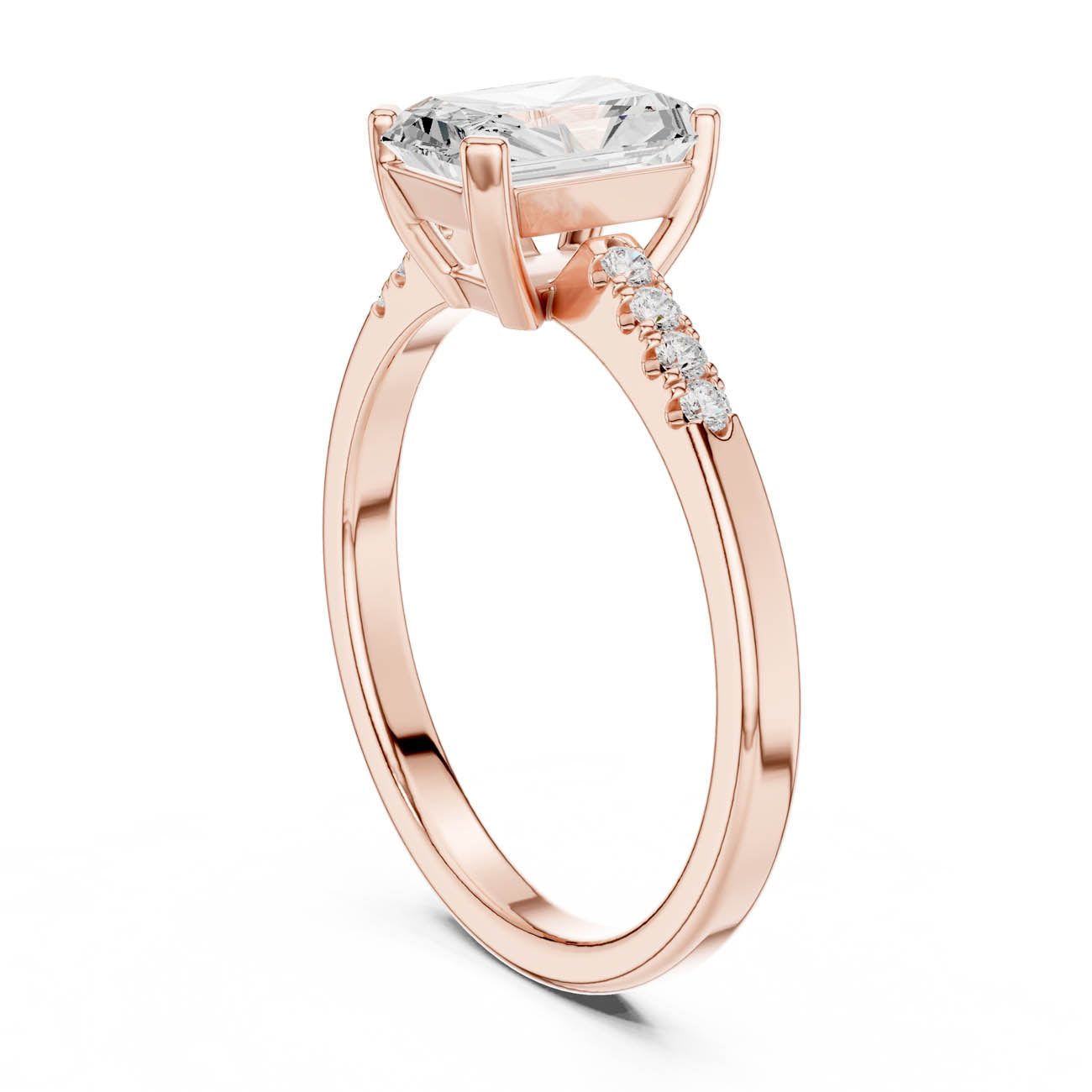 1.30 Ct. Radiant Cut Diamond Ring with Round Side Stones (DDLR-479) 8