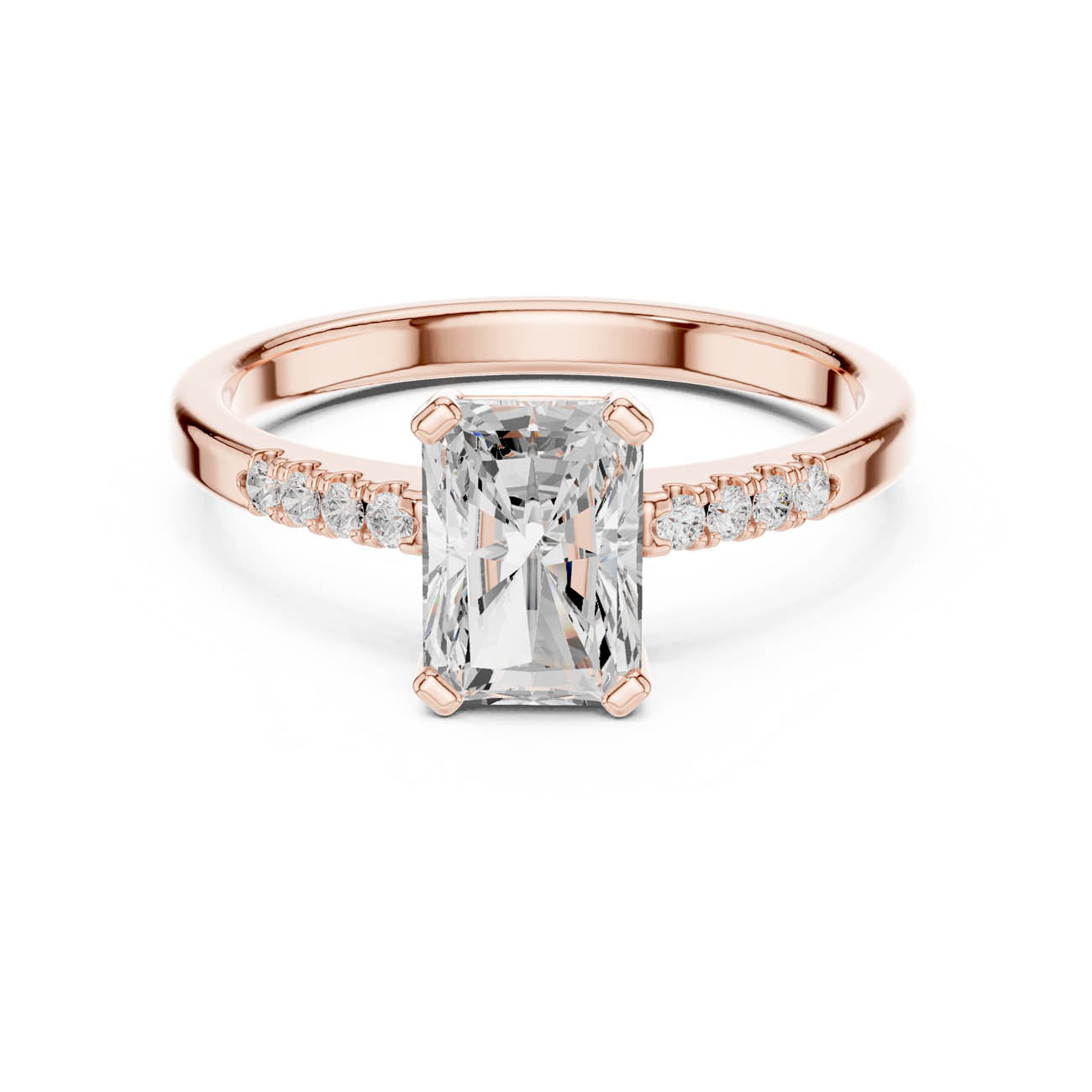 1.30 Ct. Radiant Cut Diamond Ring with Round Side Stones (DDLR-479) 3
