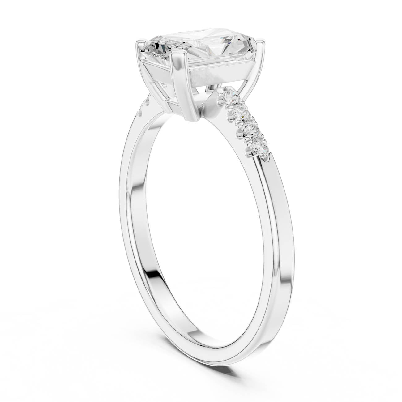 1.30 Ct. Radiant Cut Diamond Ring with Round Side Stones (DDLR-479) 7
