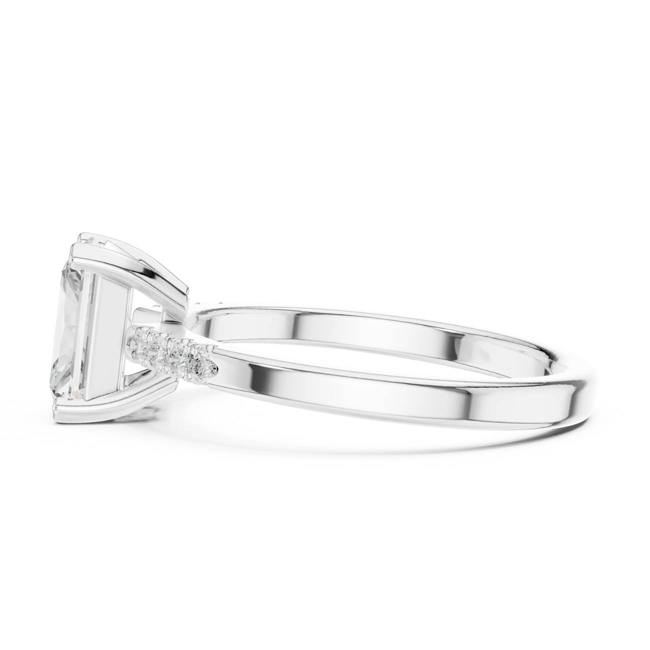 1.30 Ct. Radiant Cut Diamond Ring with Round Side Stones (DDLR-479) 12