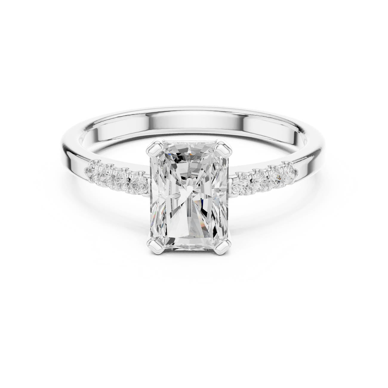 1.30 Ct. Radiant Cut Diamond Ring with Round Side Stones (DDLR-479)