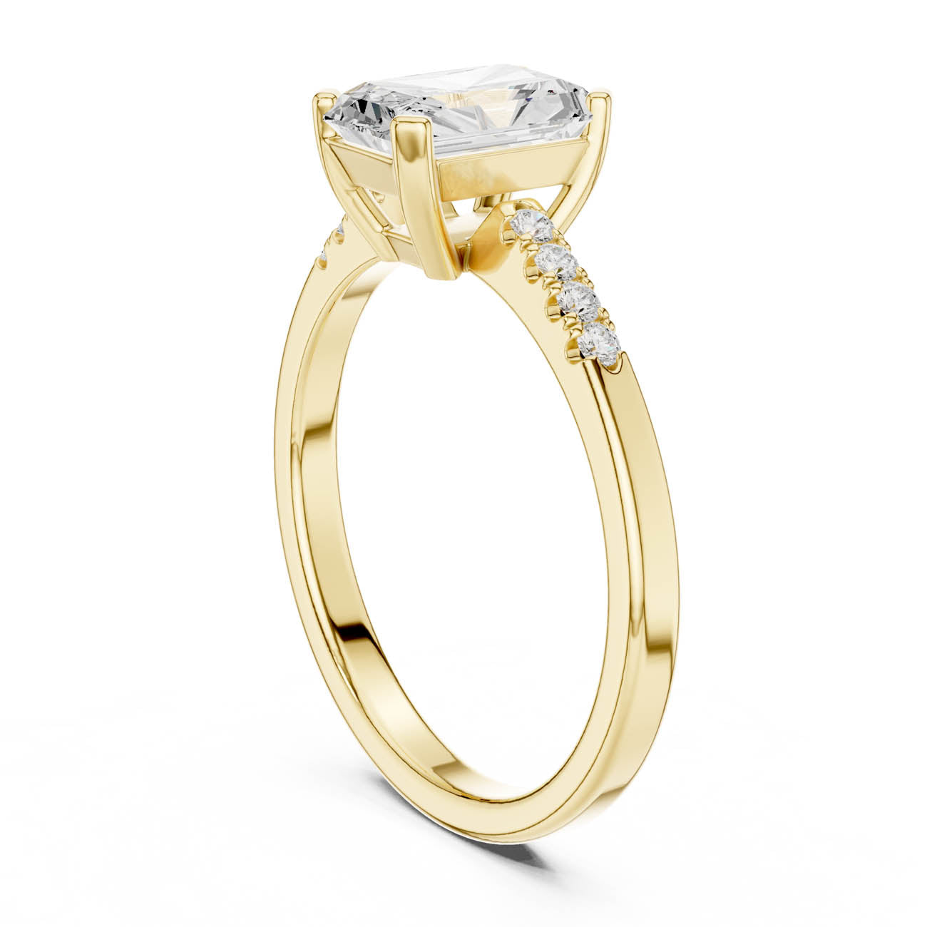 1.30 Ct. Radiant Cut Diamond Ring with Round Side Stones (DDLR-479) 9