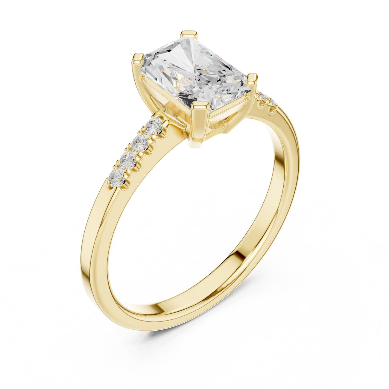 1.30 Ct. Radiant Cut Diamond Ring with Round Side Stones (DDLR-479) 5