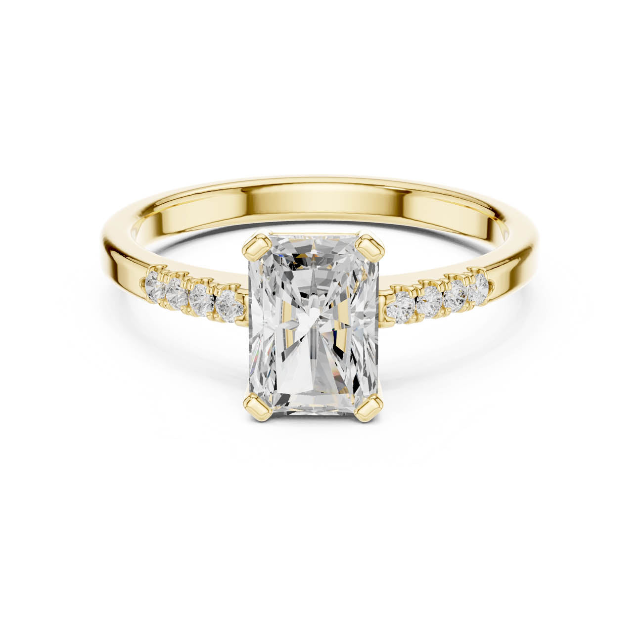 1.30 Ct. Radiant Cut Diamond Ring with Round Side Stones (DDLR-479)