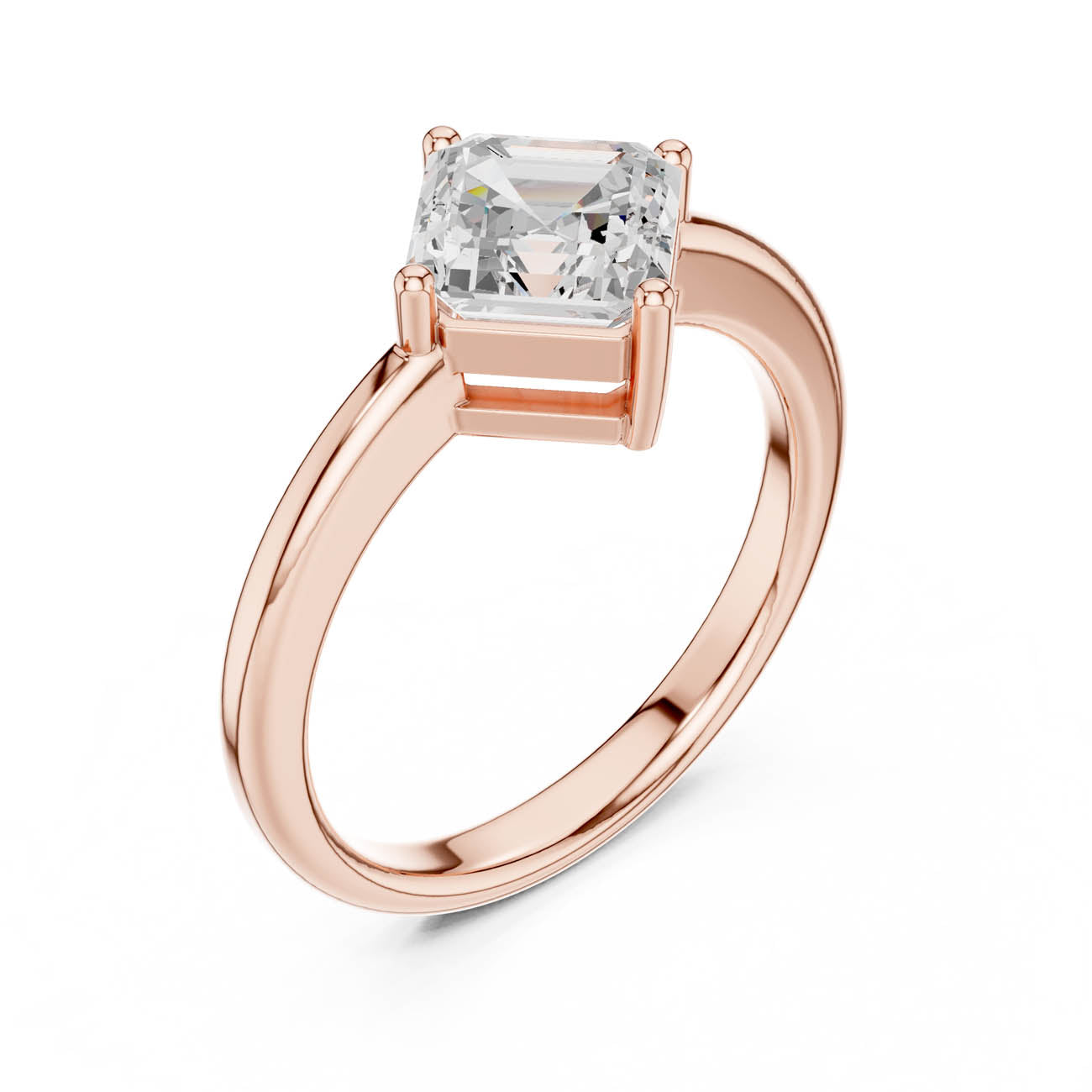 1.44 Ct. Asscher Cut Diamond Solitaire Ring with Four-Prong Setting (DDLR-482) 6