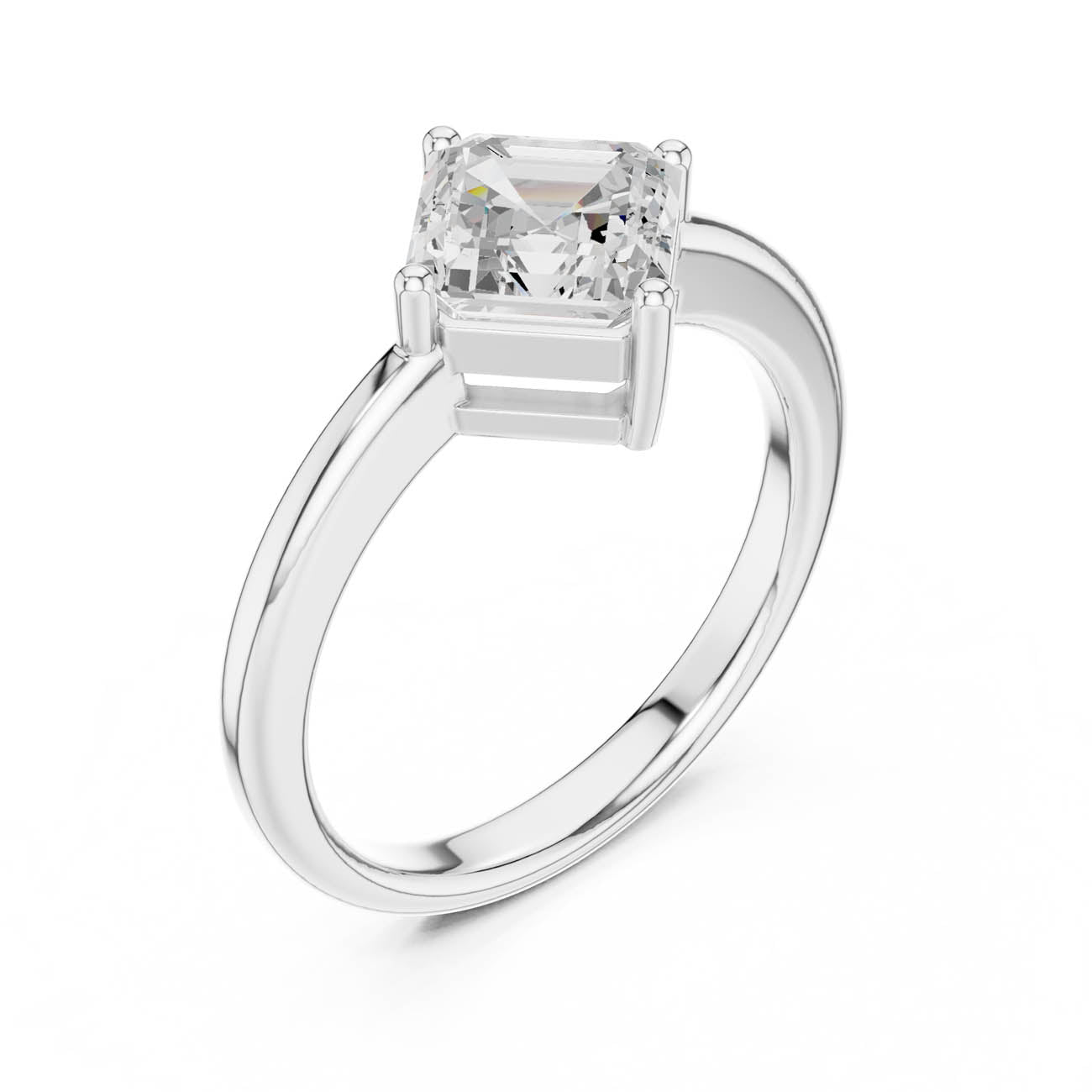 1.44 Ct. Asscher Cut Diamond Solitaire Ring with Four-Prong Setting (DDLR-482) 11
