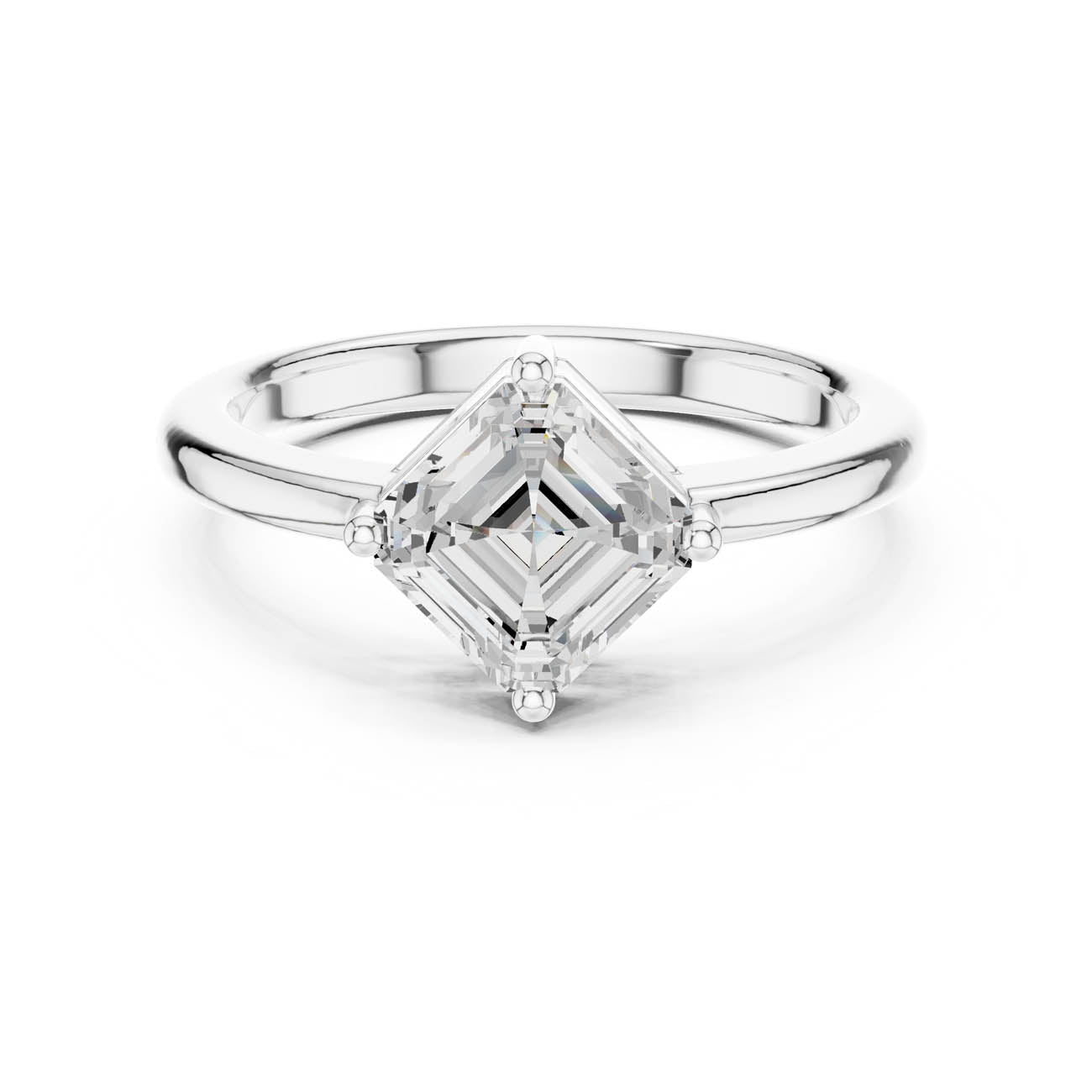 1.44 Ct. Asscher Cut Diamond Solitaire Ring with Four-Prong Setting (DDLR-482)