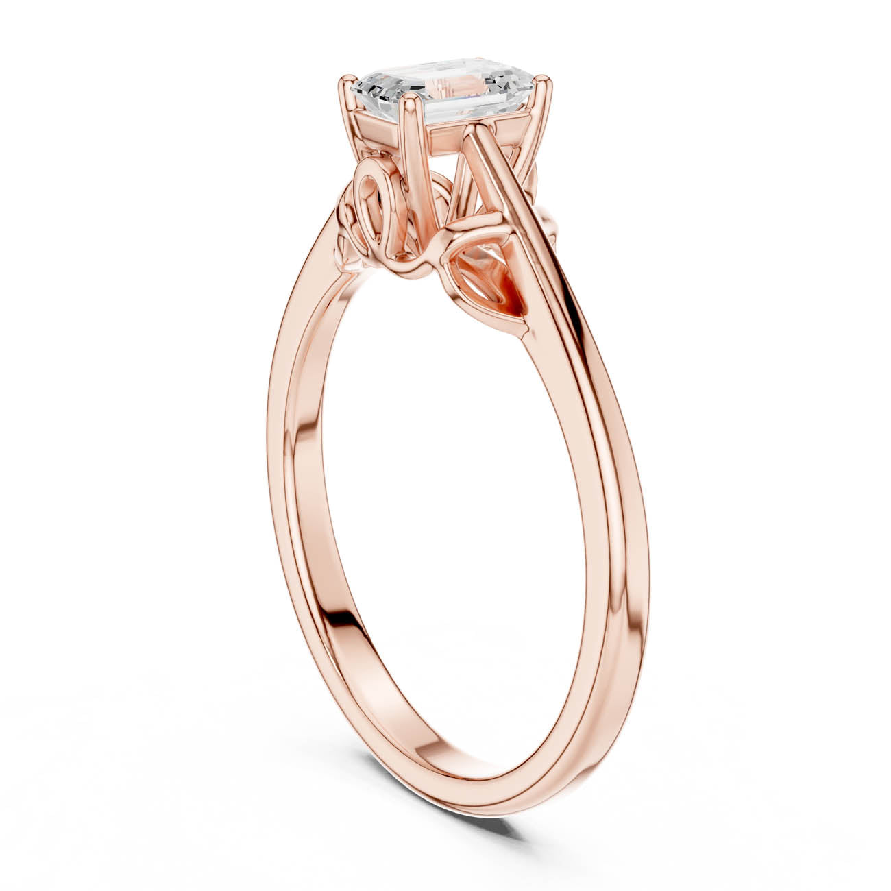.43 Ct. Emerald-Cut Diamond Ring with Ornate Openwork Basket (DDLR-483) 6