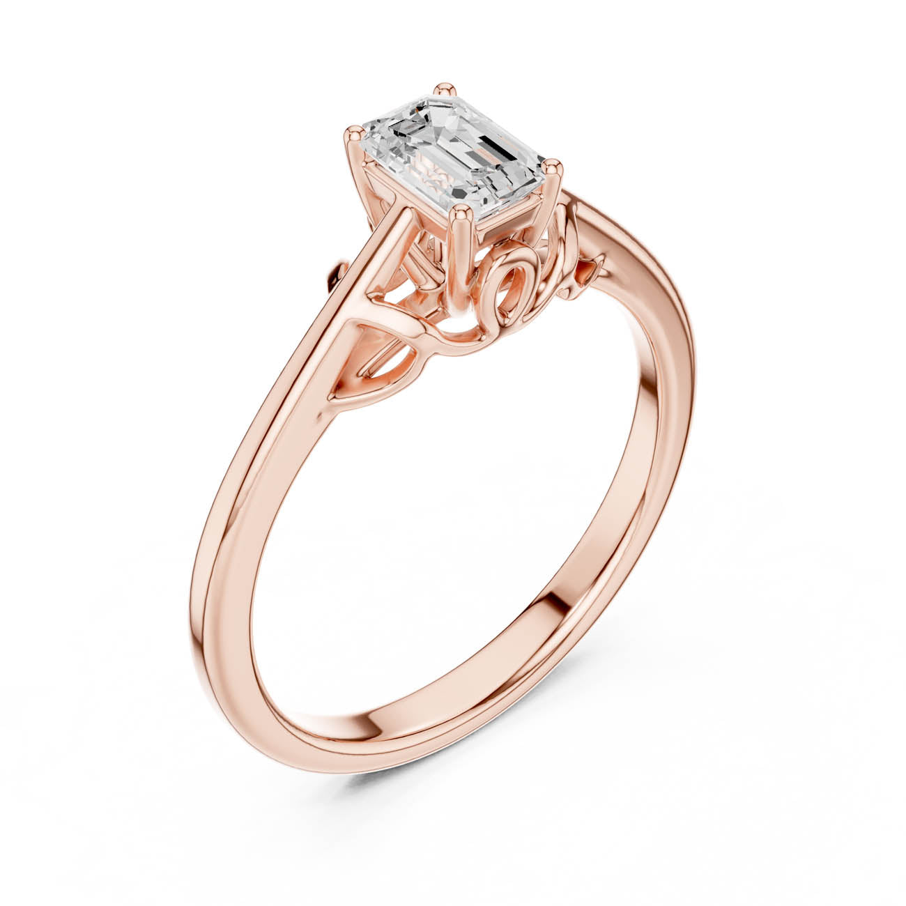 .43 Ct. Emerald-Cut Diamond Ring with Ornate Openwork Basket (DDLR-483) 9