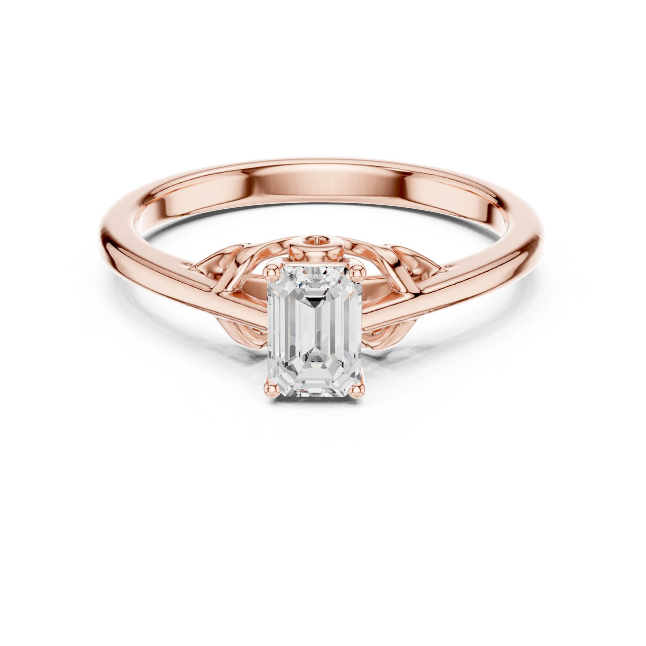 .43 Ct. Emerald-Cut Diamond Ring with Ornate Openwork Basket (DDLR-483) 7