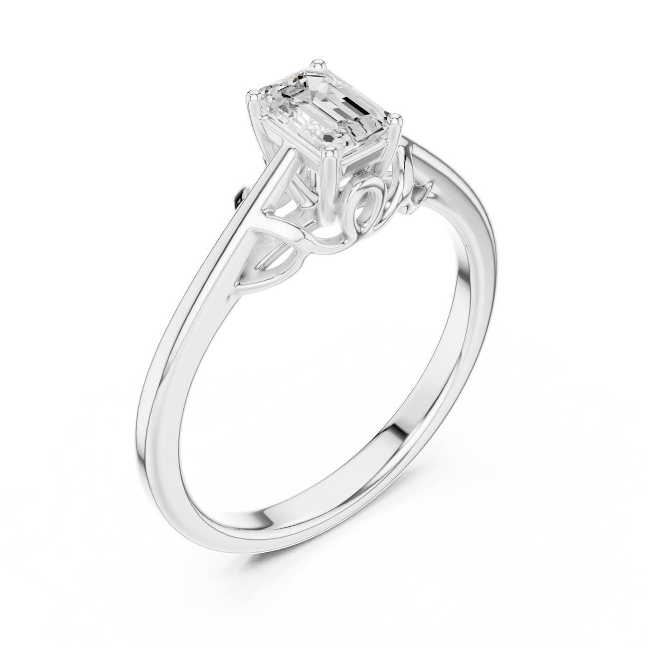 .43 Ct. Emerald-Cut Diamond Ring with Ornate Openwork Basket (DDLR-483) 10
