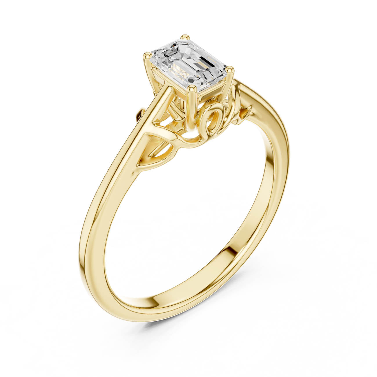 .43 Ct. Emerald-Cut Diamond Ring with Ornate Openwork Basket (DDLR-483)