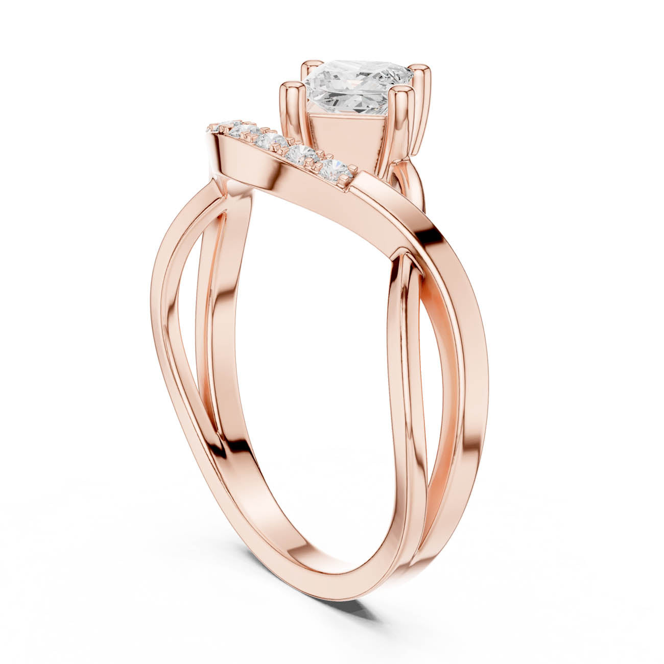 .46 Ct. Kite Set Princess-Cut Diamond Ring with Crescent Pavé Band (DDLR-487) 8