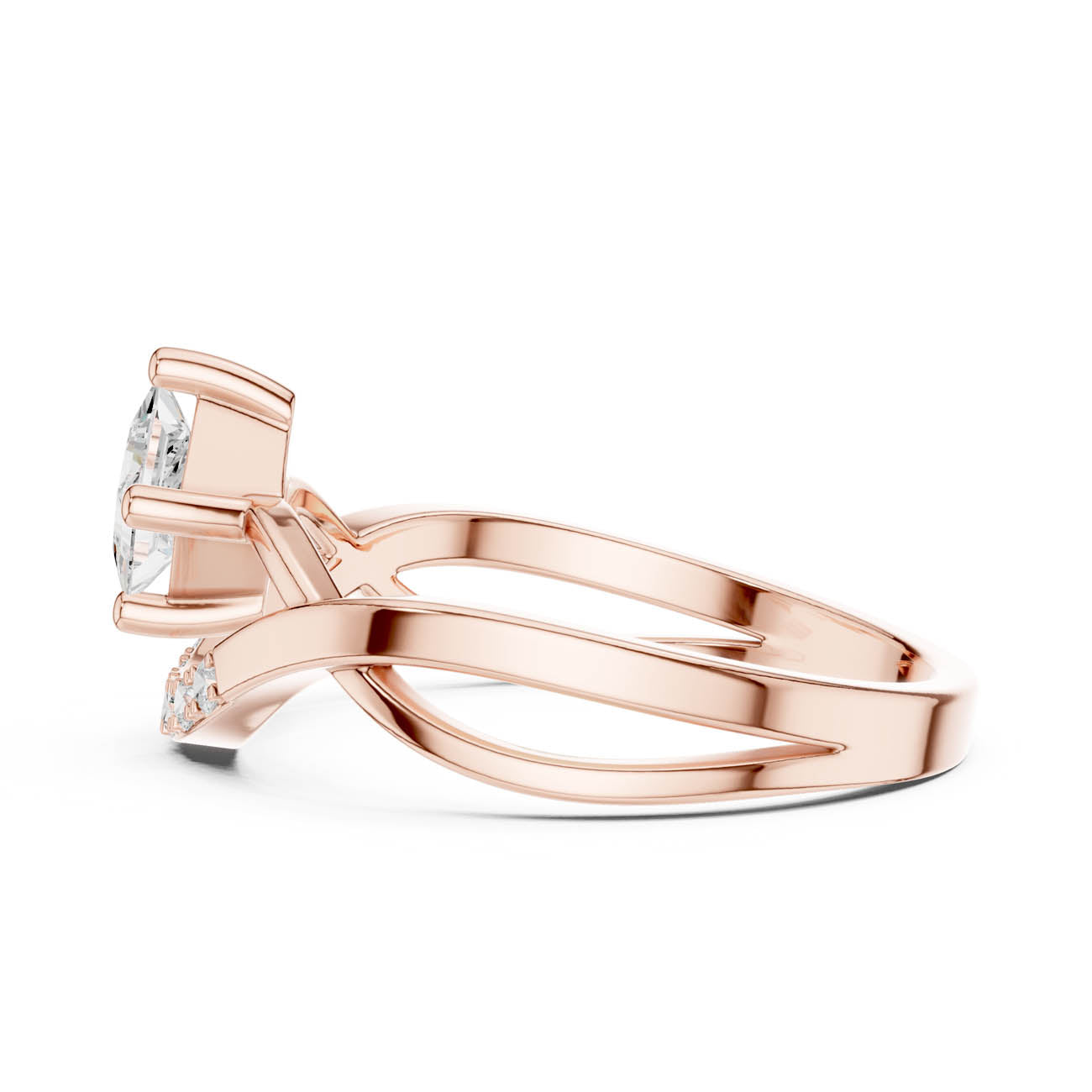 .46 Ct. Kite Set Princess-Cut Diamond Ring with Crescent Pavé Band (DDLR-487) 12