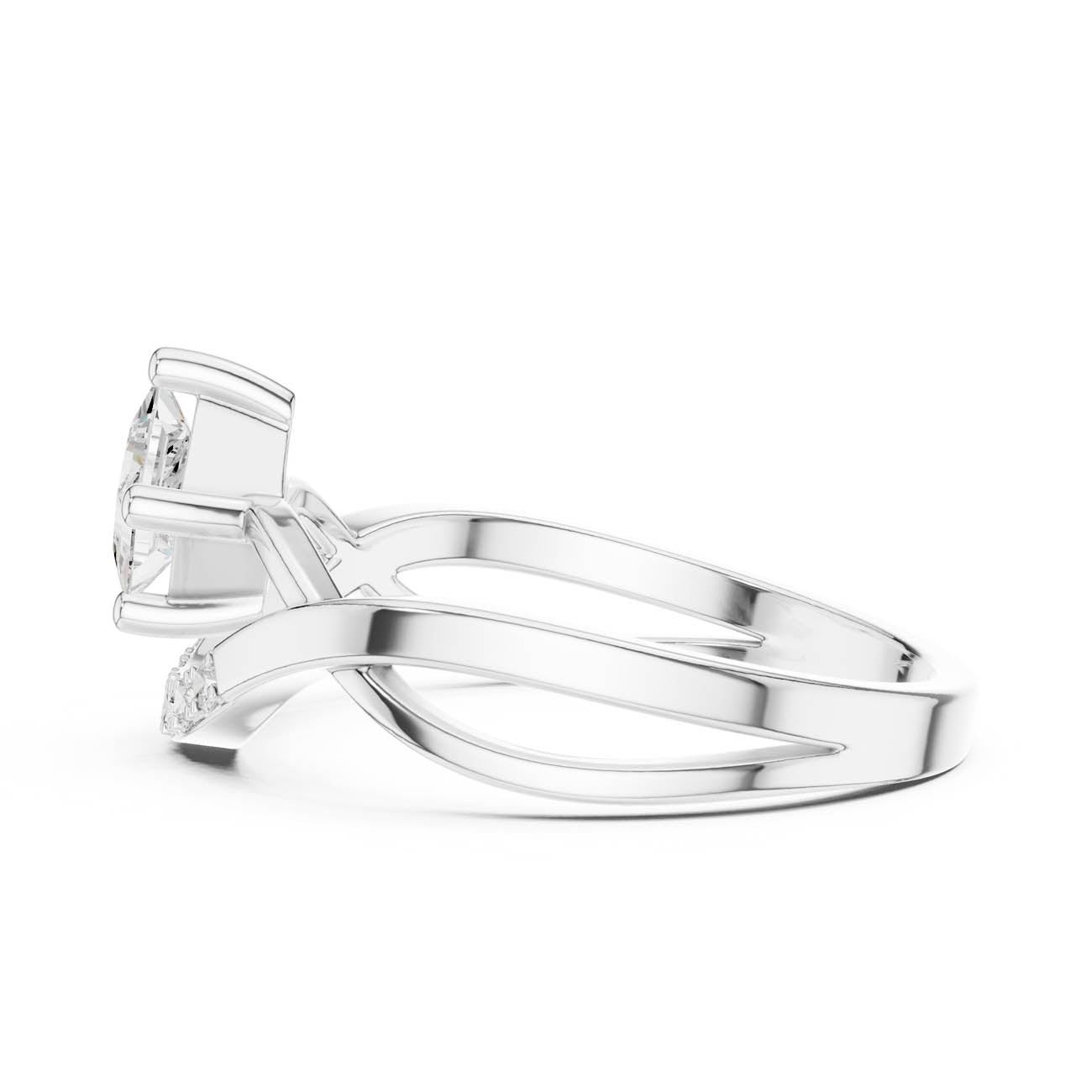 .46 Ct. Kite Set Princess-Cut Diamond Ring with Crescent Pavé Band (DDLR-487) 11