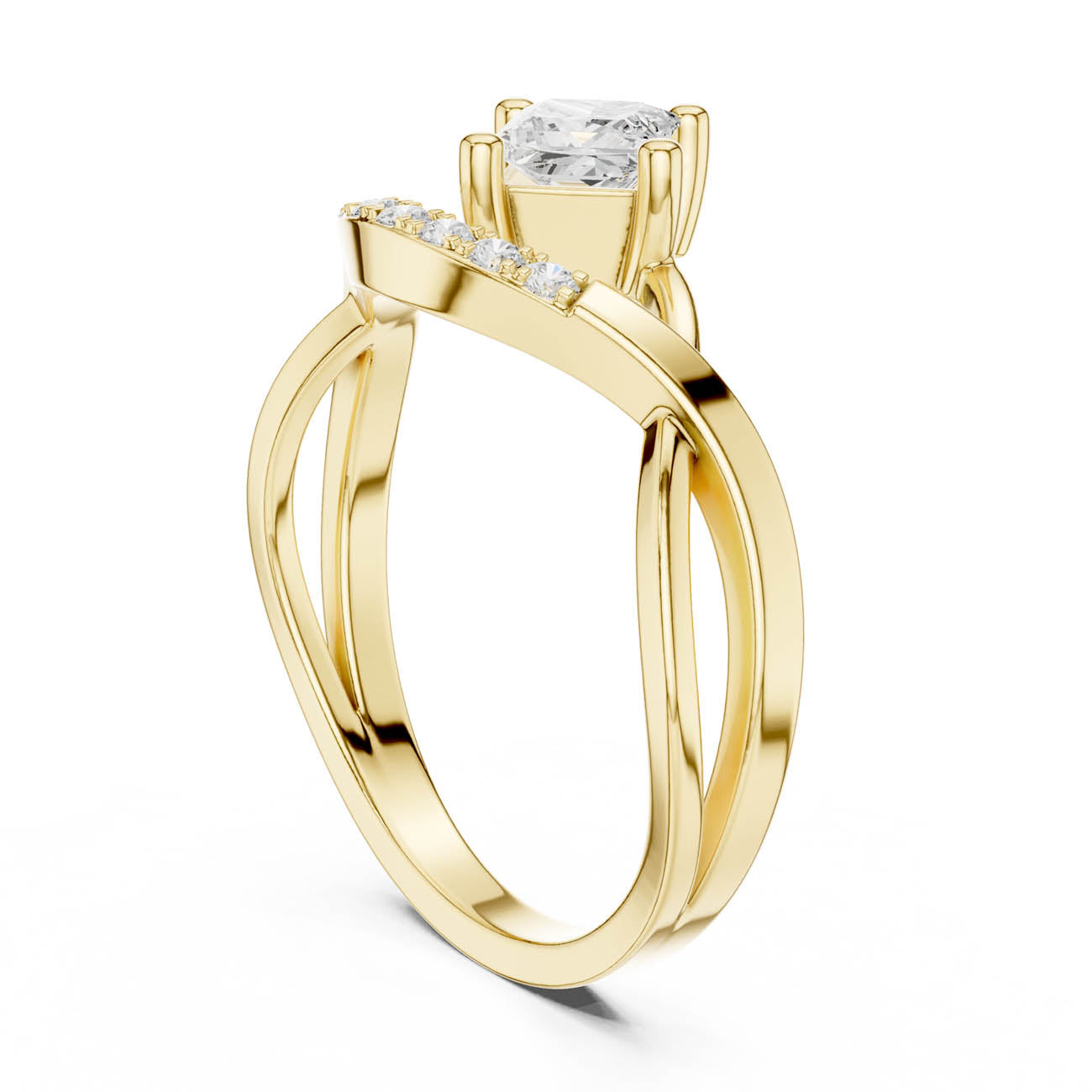 .46 Ct. Kite Set Princess-Cut Diamond Ring with Crescent Pavé Band (DDLR-487) 3