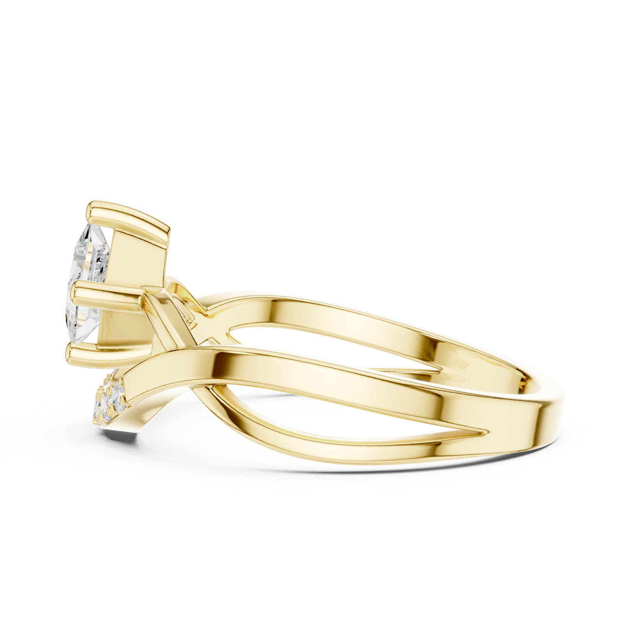 .46 Ct. Kite Set Princess-Cut Diamond Ring with Crescent Pavé Band (DDLR-487) 4