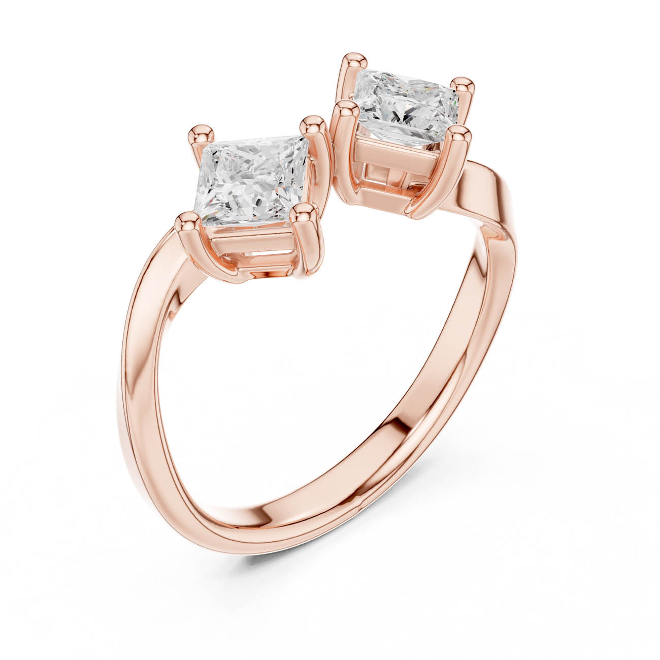 .87 Ct. Princess Cut Two Stone Open Bypass Ring (DDLR-489) 6
