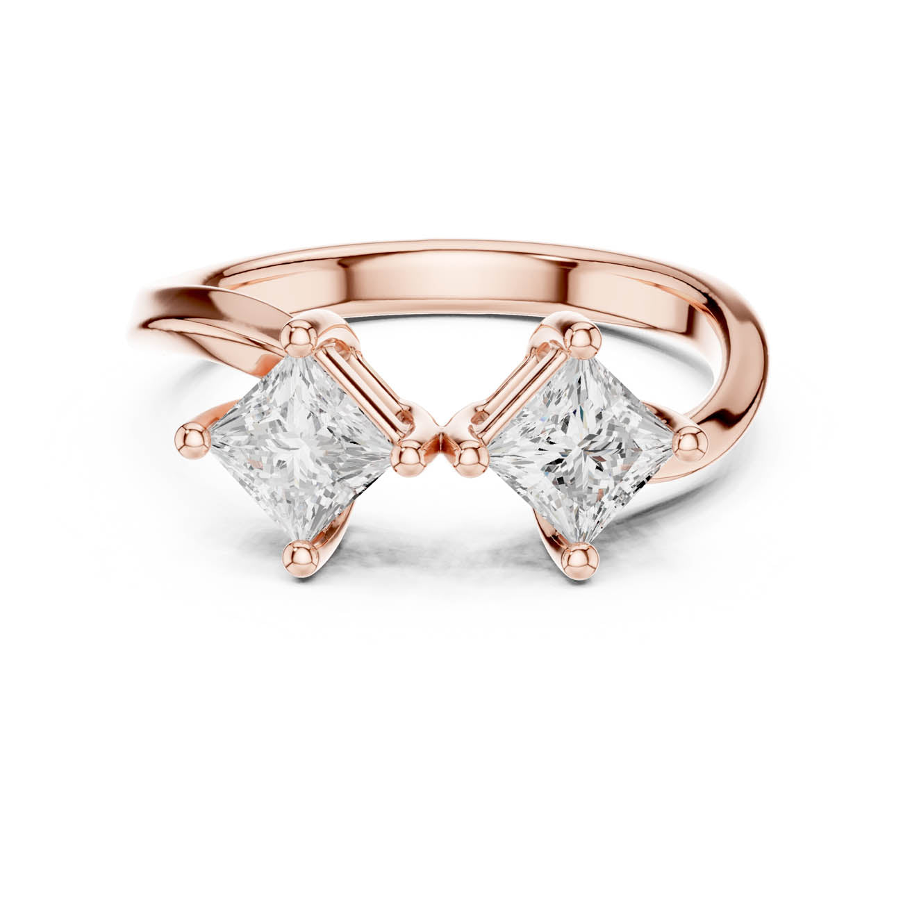 .87 Ct. Princess Cut Two Stone Open Bypass Ring (DDLR-489) 7