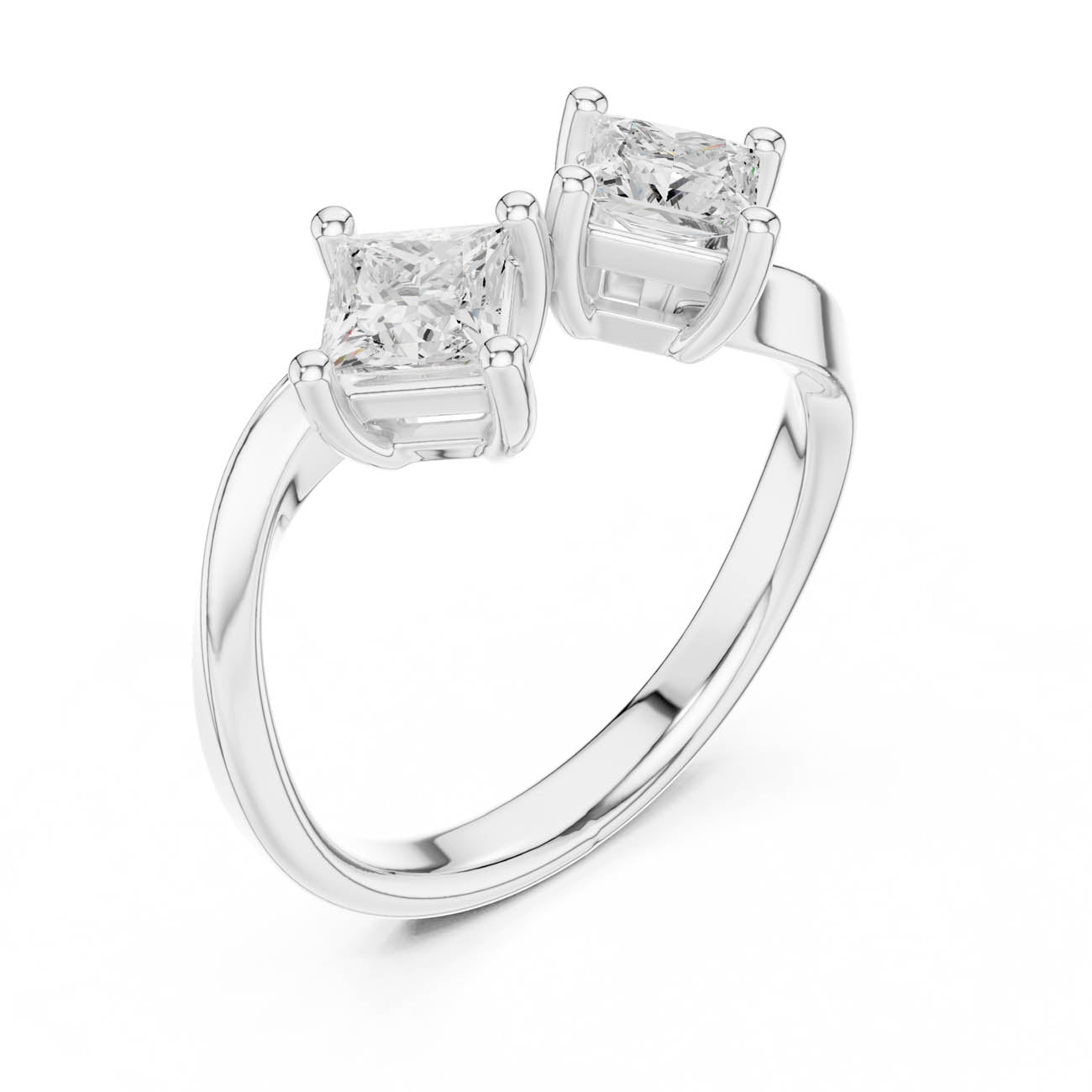 .87 Ct. Princess Cut Two Stone Open Bypass Ring (DDLR-489) 8