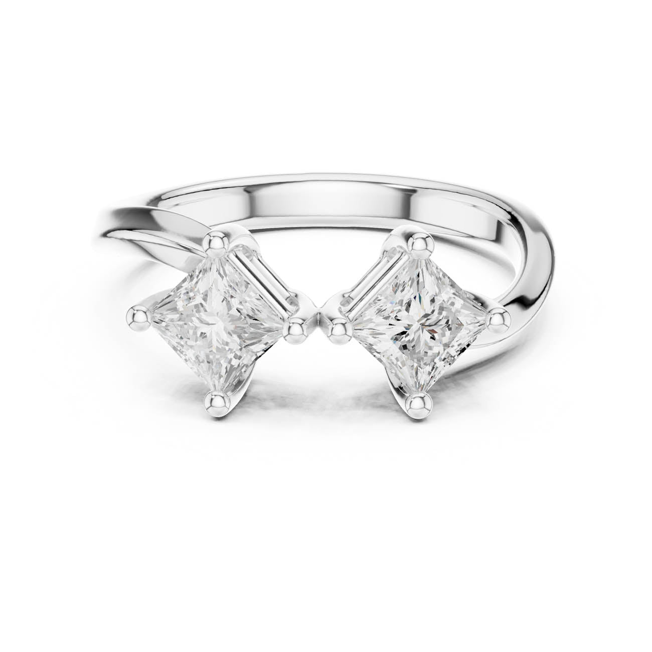 .87 Ct. Princess Cut Two Stone Open Bypass Ring (DDLR-489) 5