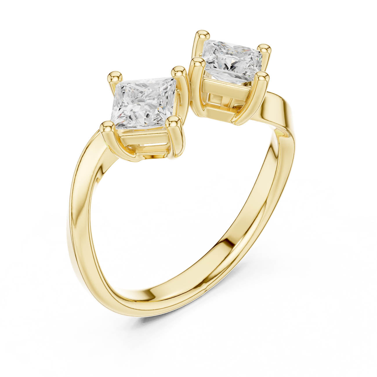 .87 Ct. Princess Cut Two Stone Open Bypass Ring (DDLR-489)