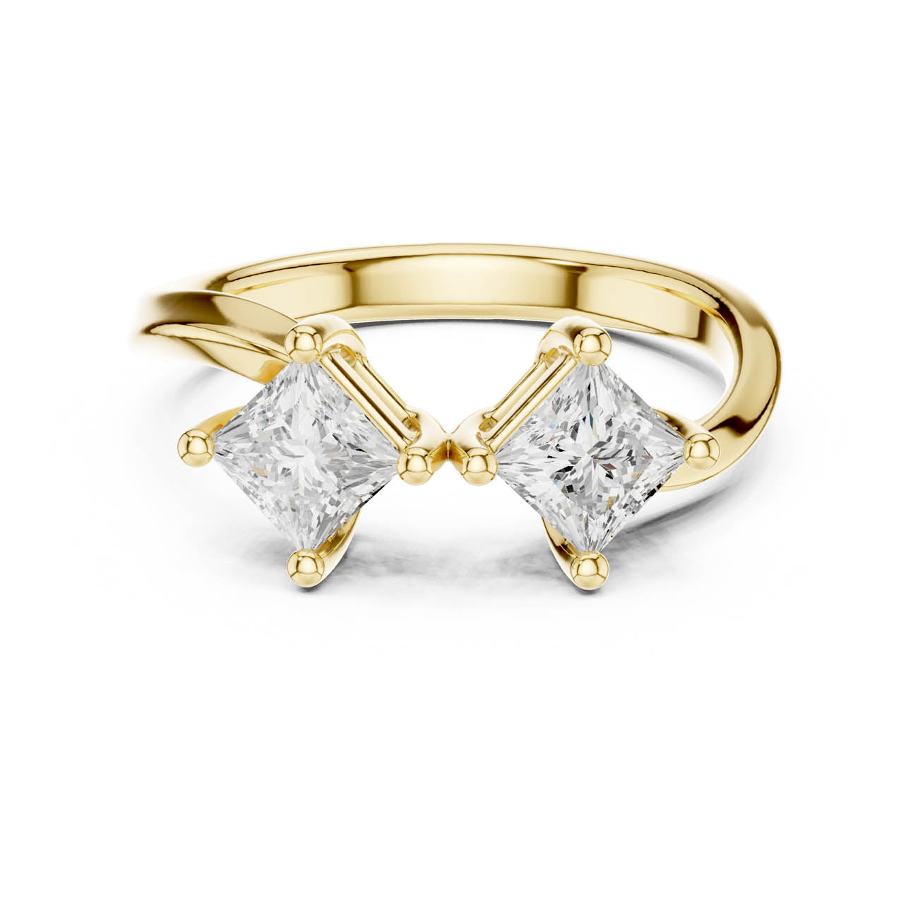.87 Ct. Princess Cut Two Stone Open Bypass Ring (DDLR-489)