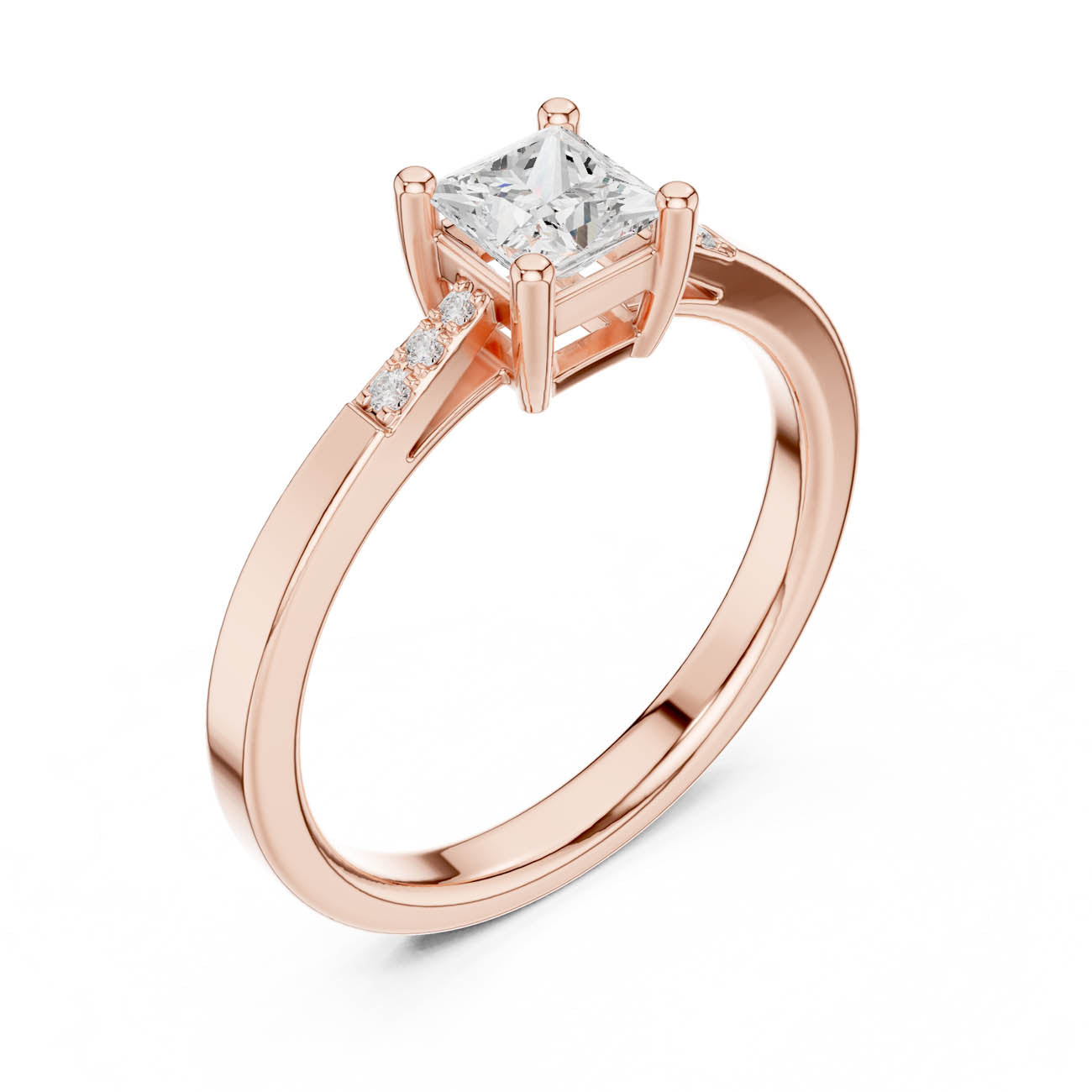 .54 Ct. Princess Cut Diamond Solitaire Ring with Pavé Accent Band (DDLR-491) 8