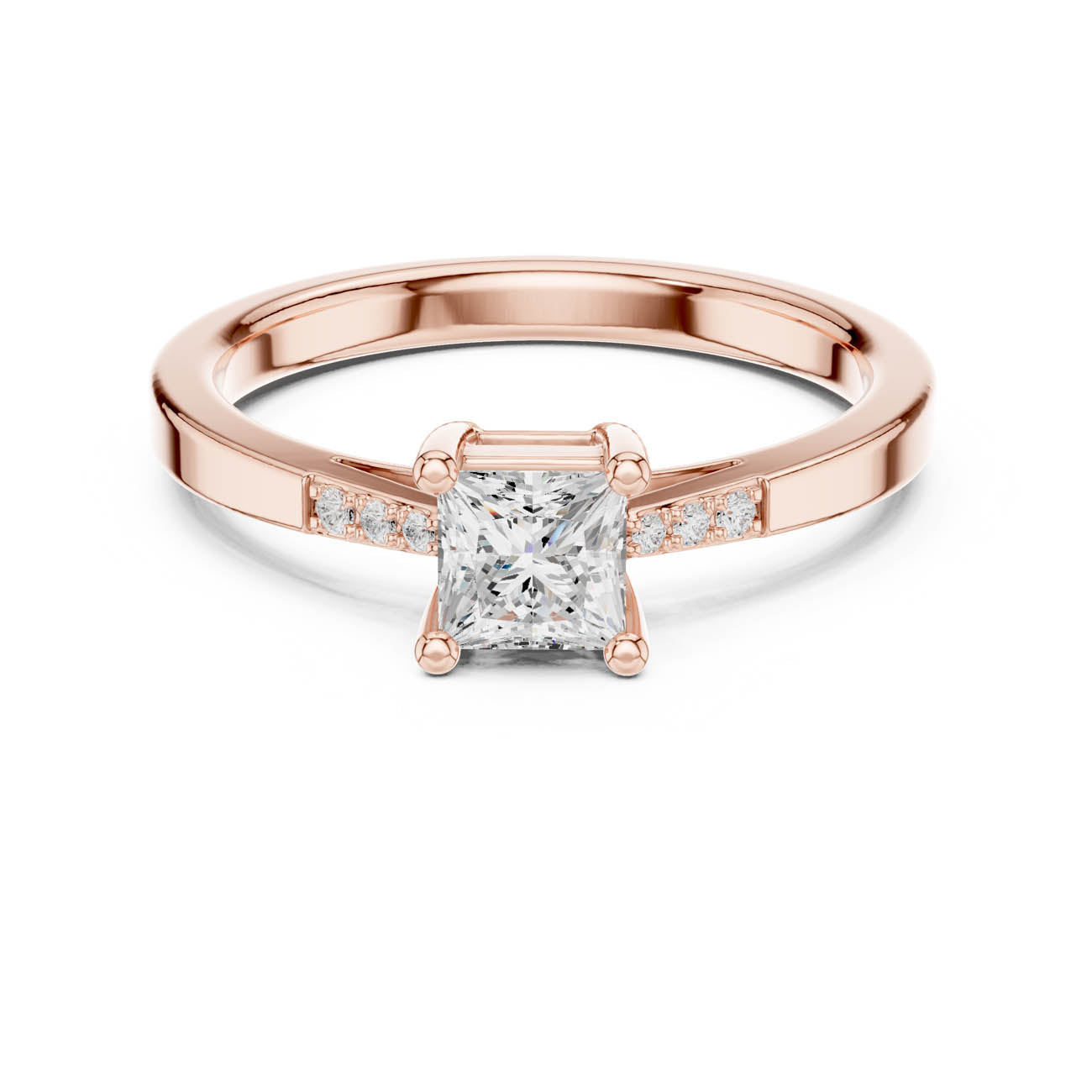 .54 Ct. Princess Cut Diamond Solitaire Ring with Pavé Accent Band (DDLR-491) 7
