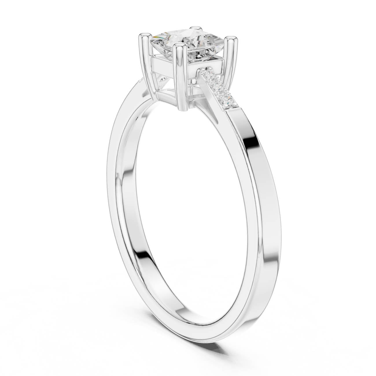 .54 Ct. Princess Cut Diamond Solitaire Ring with Pavé Accent Band (DDLR-491) 9