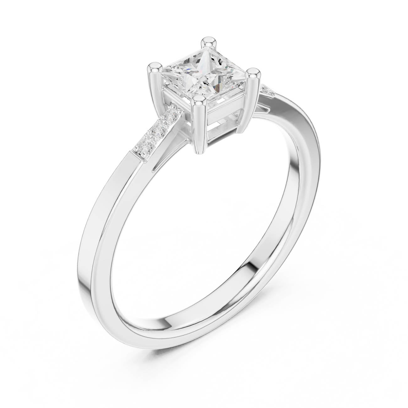 .54 Ct. Princess Cut Diamond Solitaire Ring with Pavé Accent Band (DDLR-491) 6